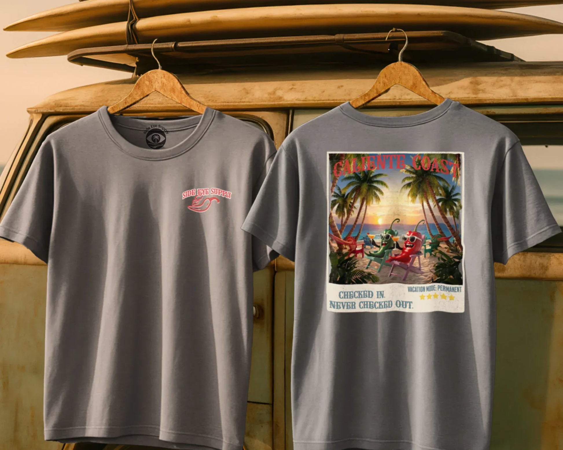 Caliente Coast Tee Ice Grey / S - by Side Eye Supply - Surf Beach Life Apparel