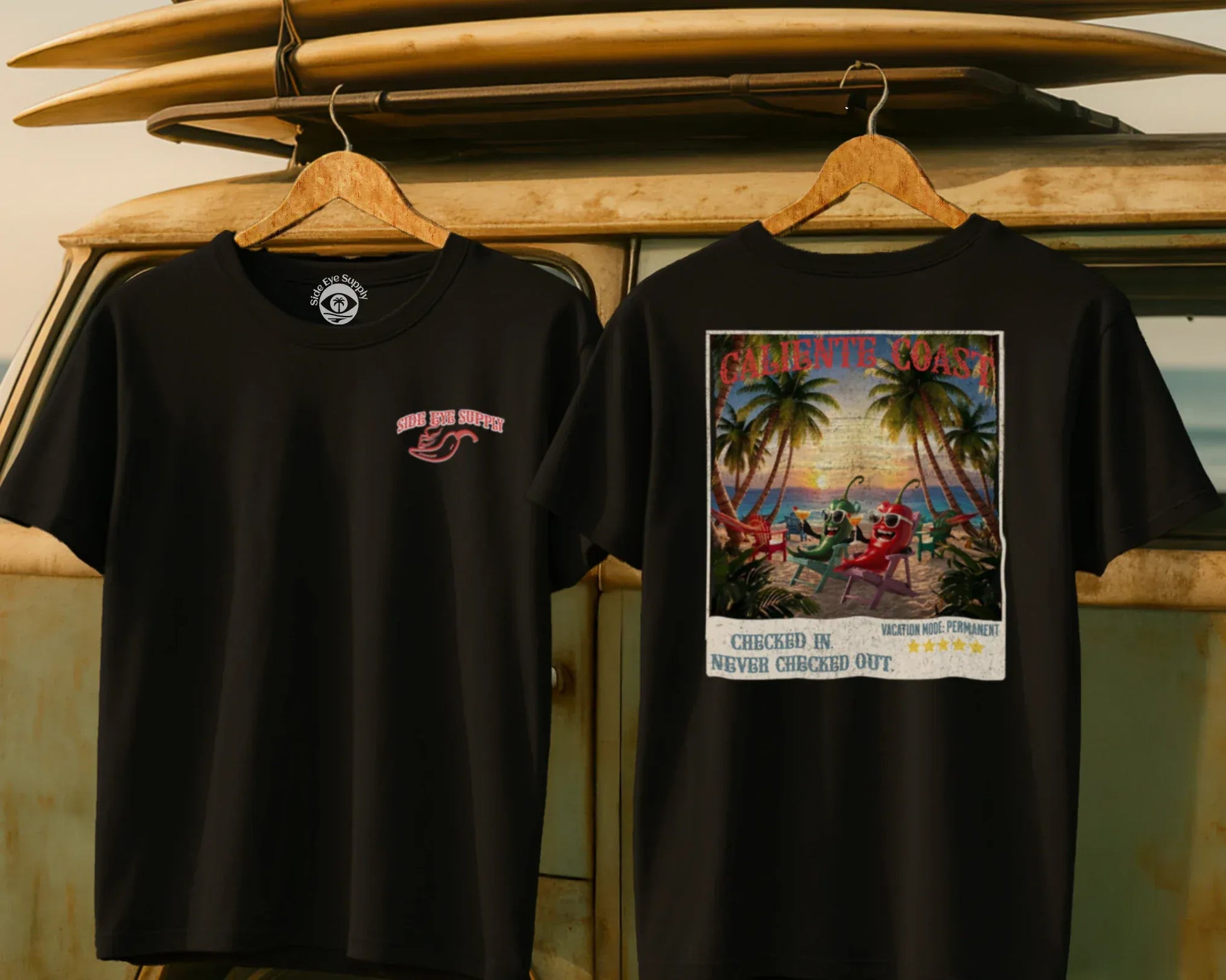 Caliente Coast Tee Black / S - by Side Eye Supply - Surf Beach Life Apparel