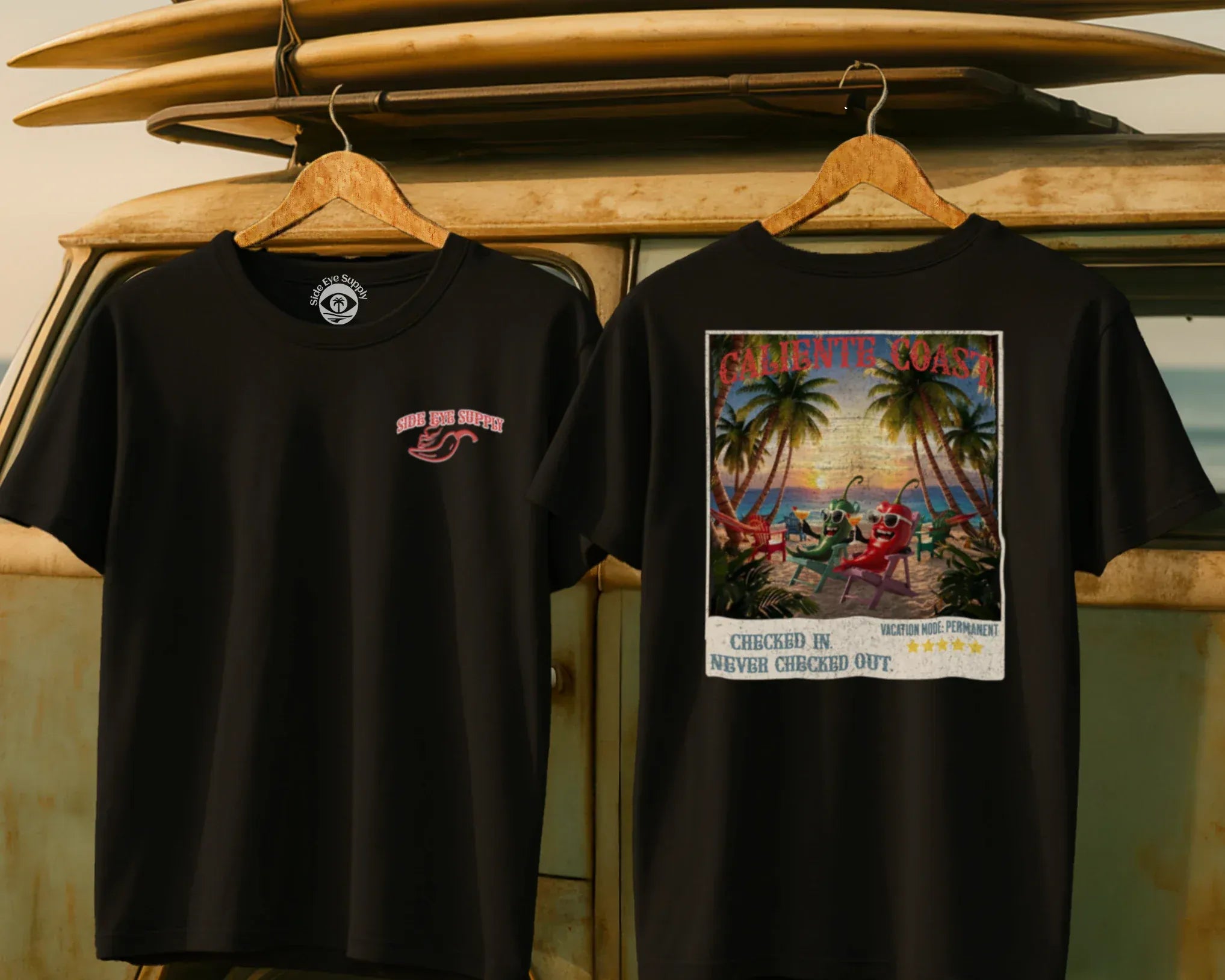 Caliente Coast Tee Black / S - by Side Eye Supply - Surf Beach Life Apparel