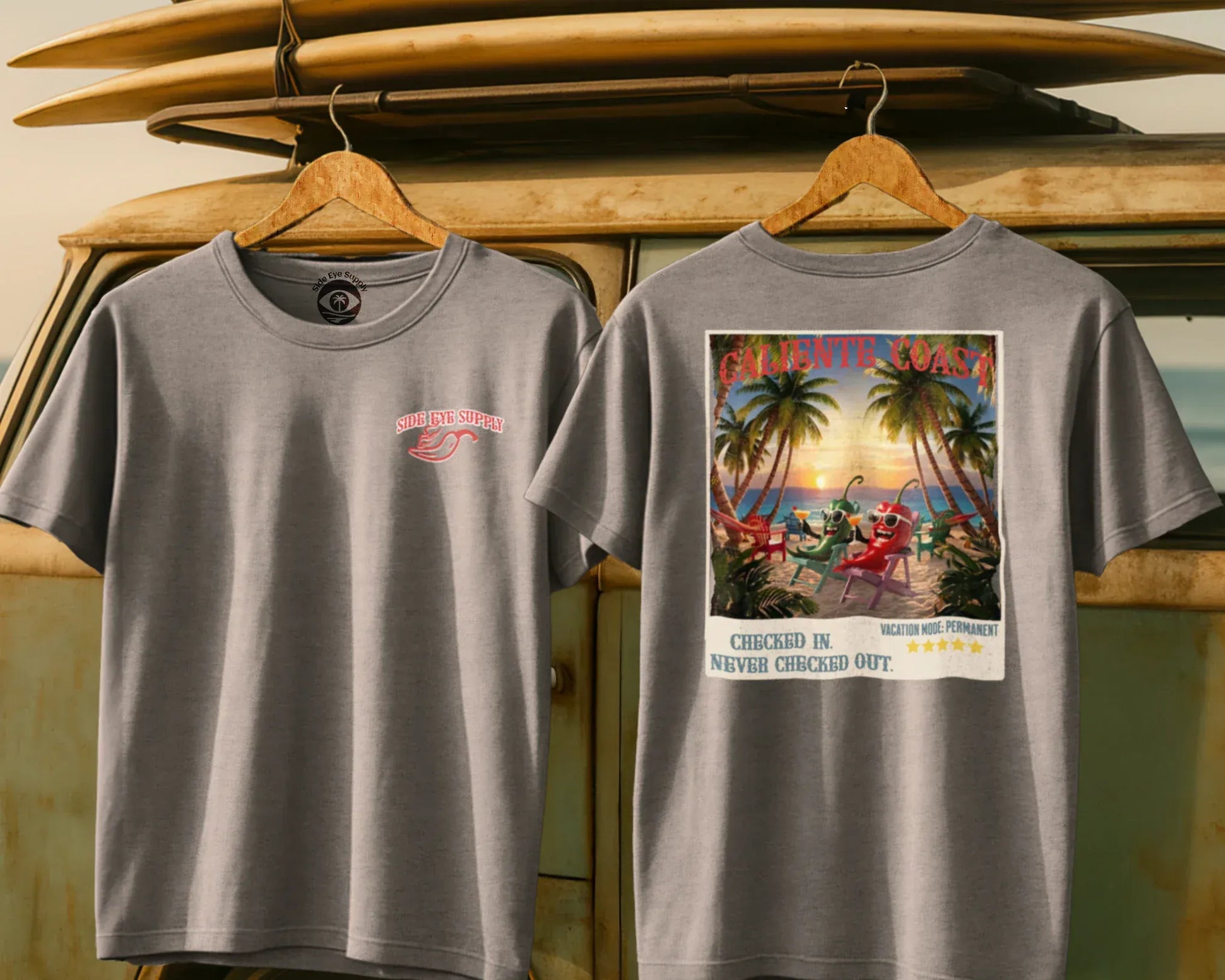 Caliente Coast Tee Sport Grey / S - by Side Eye Supply - Surf Beach Life Apparel