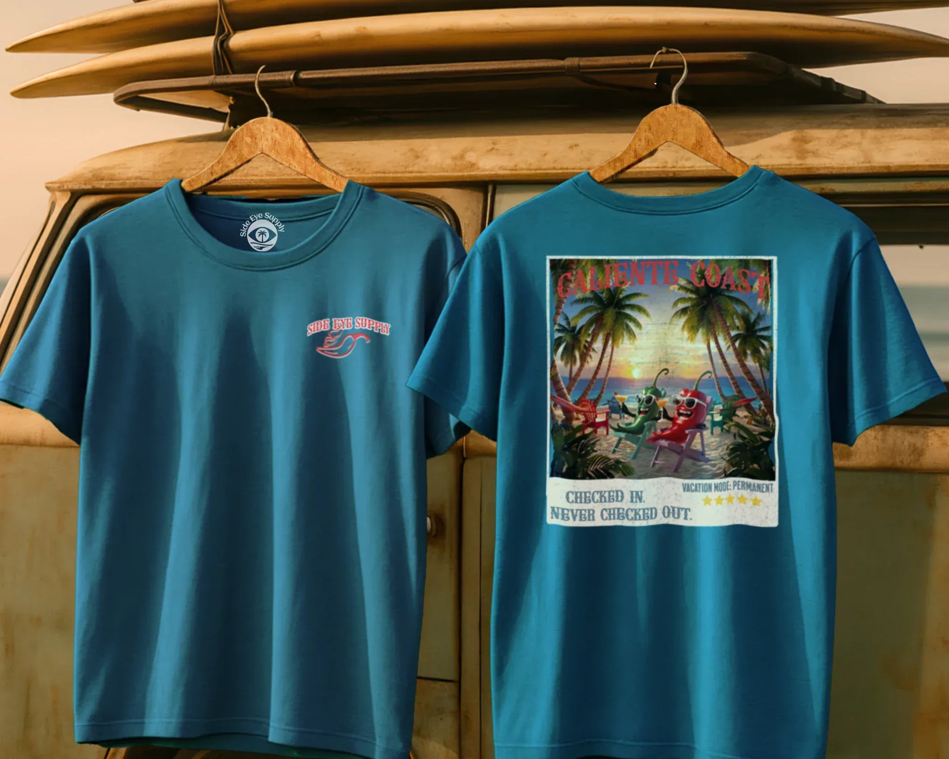 Caliente Coast Tee Sapphire / S - by Side Eye Supply - Surf Beach Life Apparel