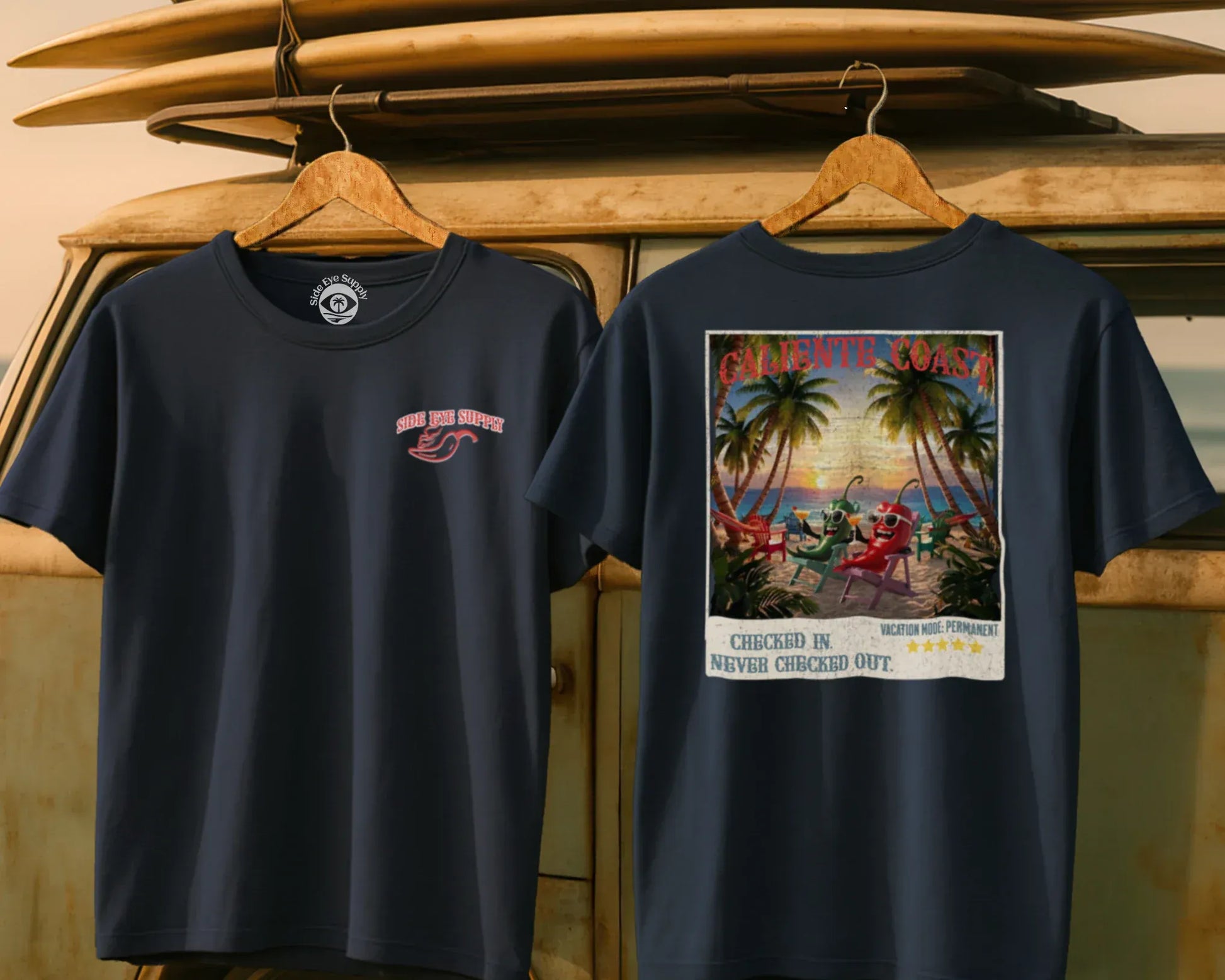 Caliente Coast Tee Navy / S - by Side Eye Supply - Surf Beach Life Apparel