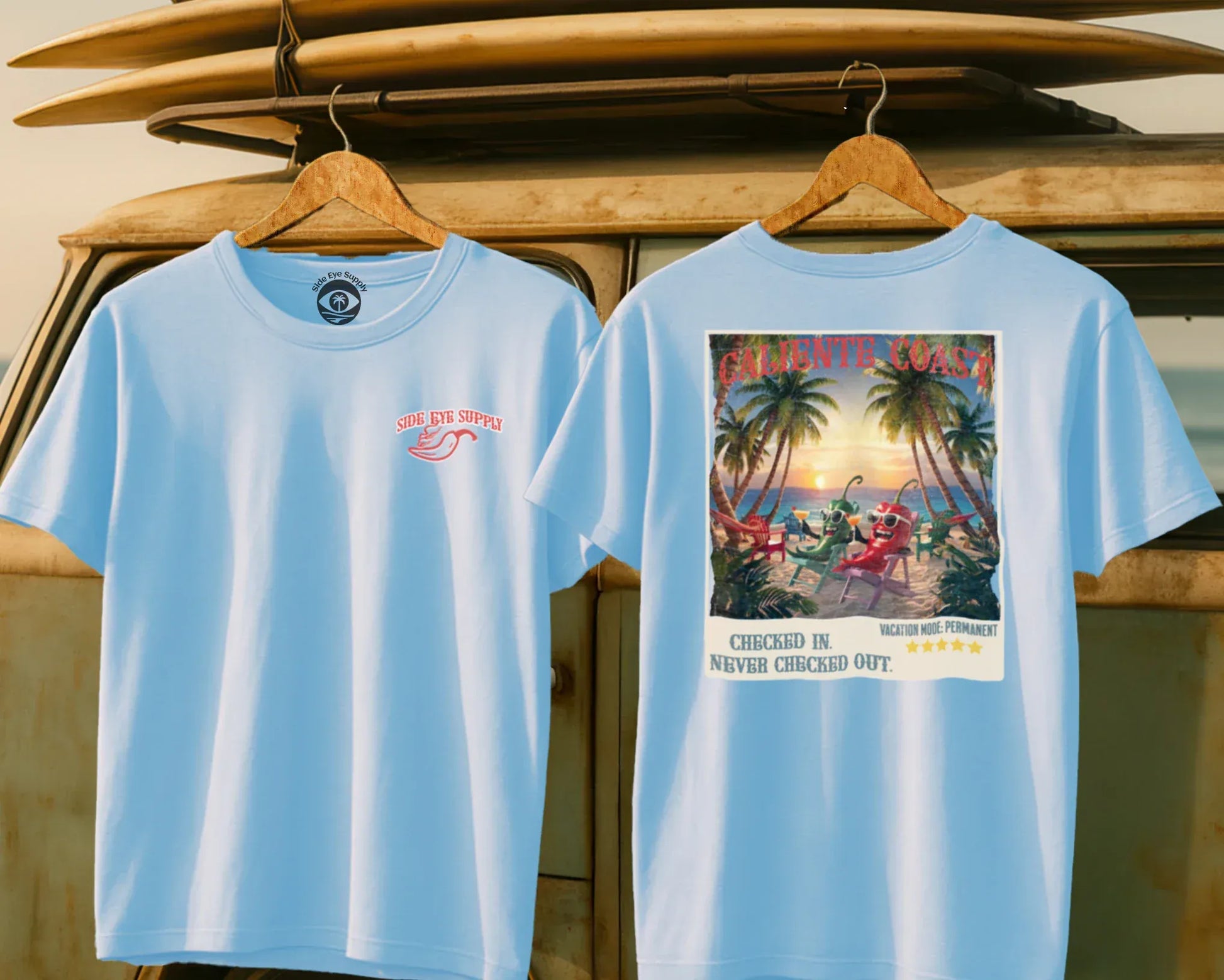 Caliente Coast Tee Light Blue / S - by Side Eye Supply - Surf Beach Life Apparel