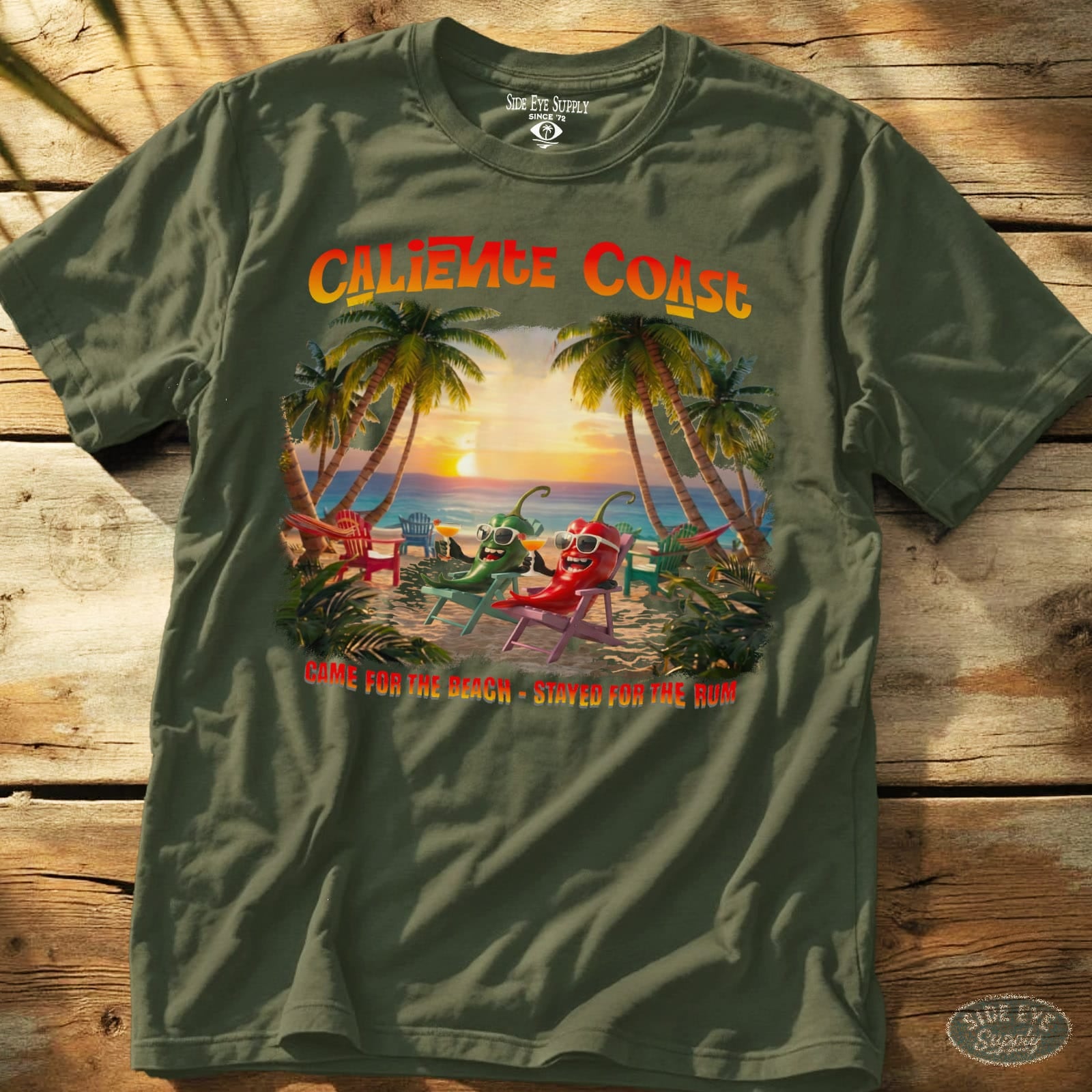 Caliente Coast Tee Military Green / S - by Side Eye Supply - Surf Beach Life Apparel