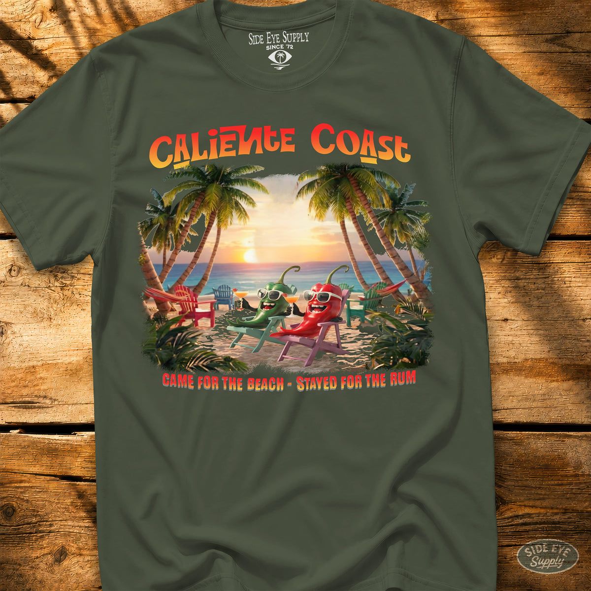 Caliente Coast Tee Military Green / S - by Side Eye Supply - Surf Beach Life Apparel
