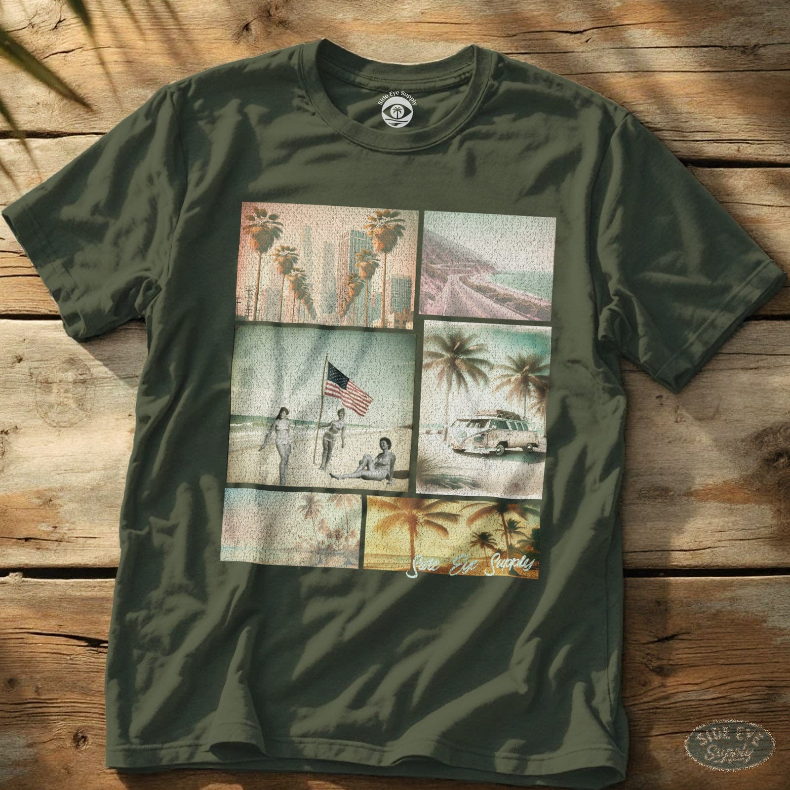 California Dreams Tee Military Green / S - by Side Eye Supply - Surf Beach Life Apparel