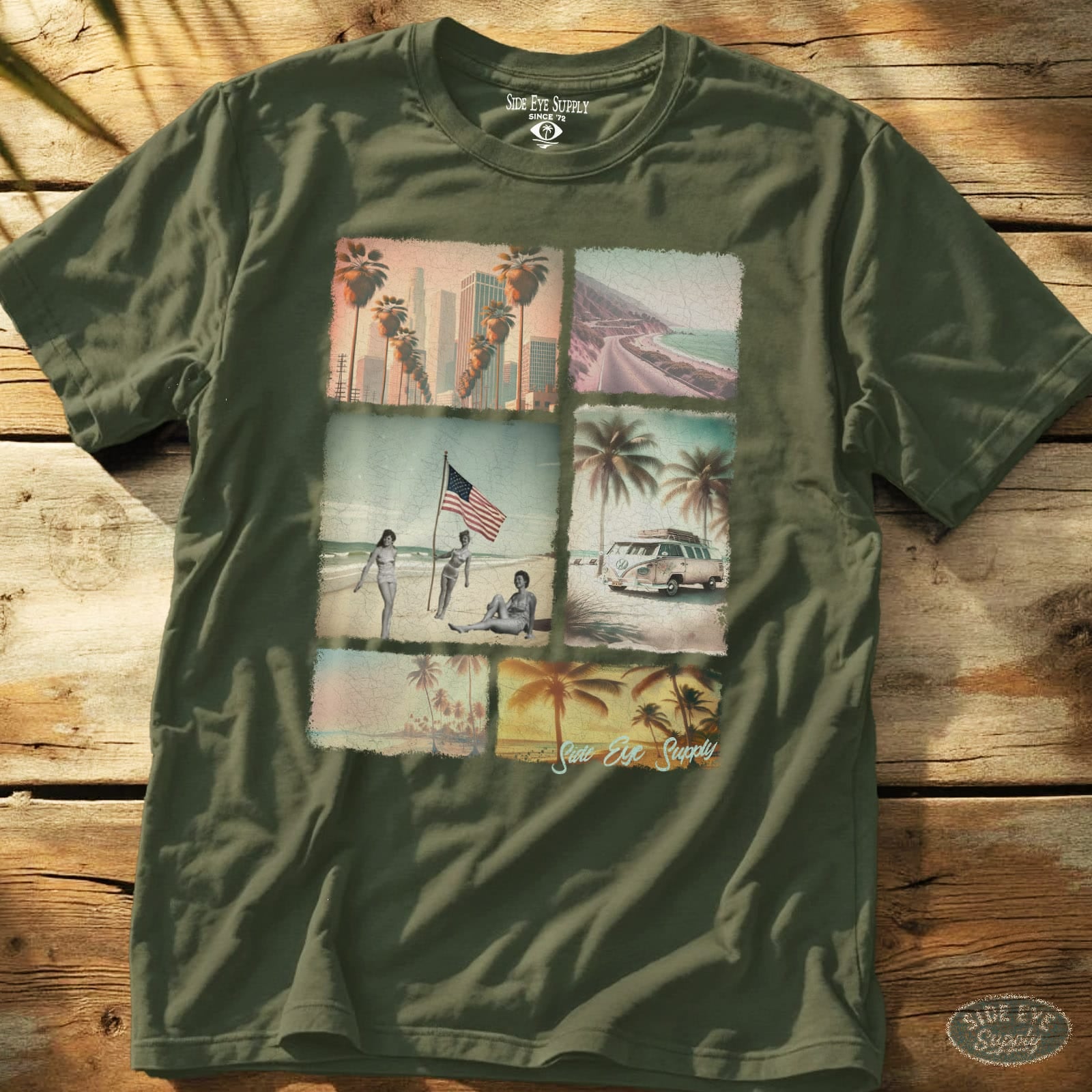 California Dreams Tee Military Green / S - by Side Eye Supply - Surf Beach Life Apparel