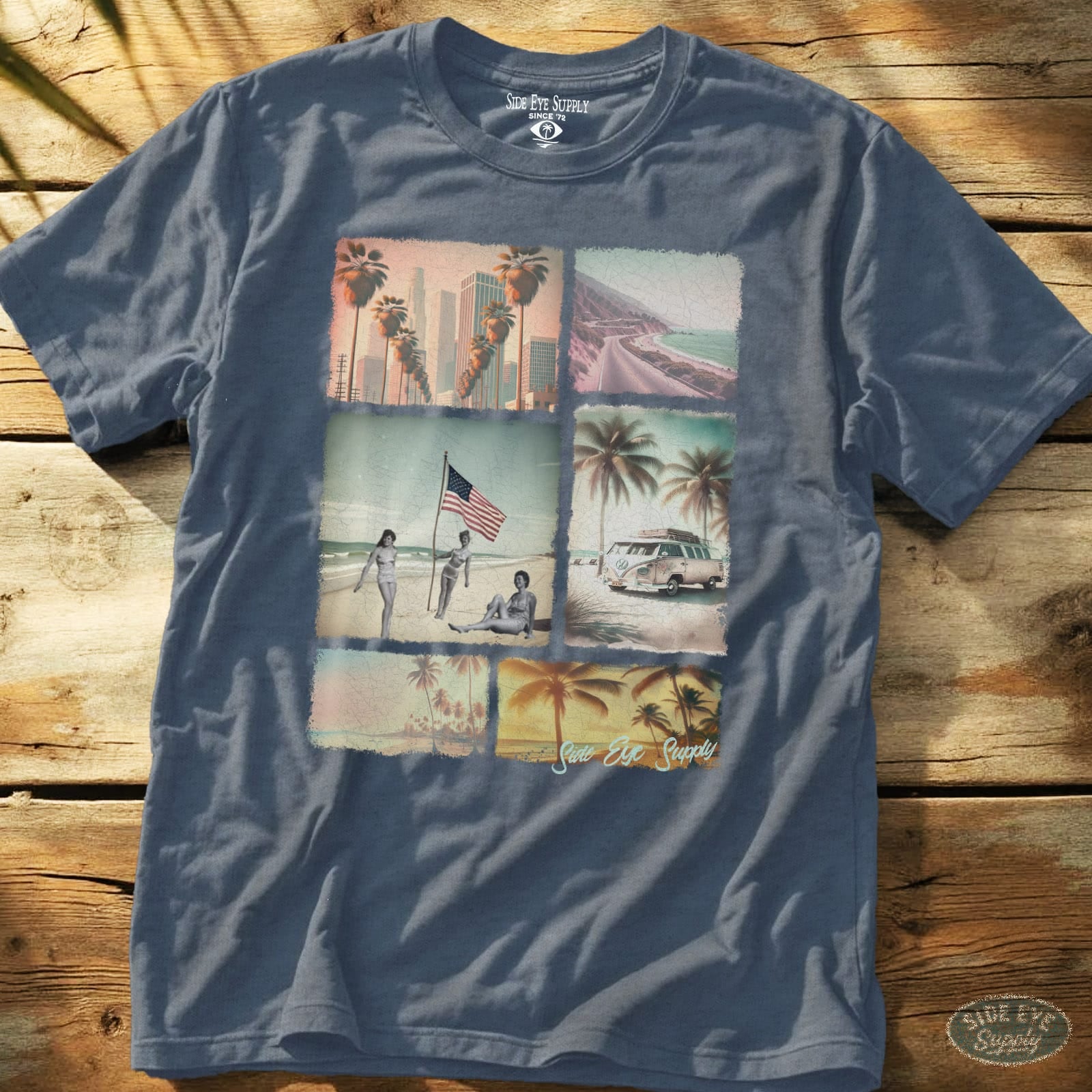 California Dreams Tee Heather Indigo / S - by Side Eye Supply - Surf Beach Life Apparel