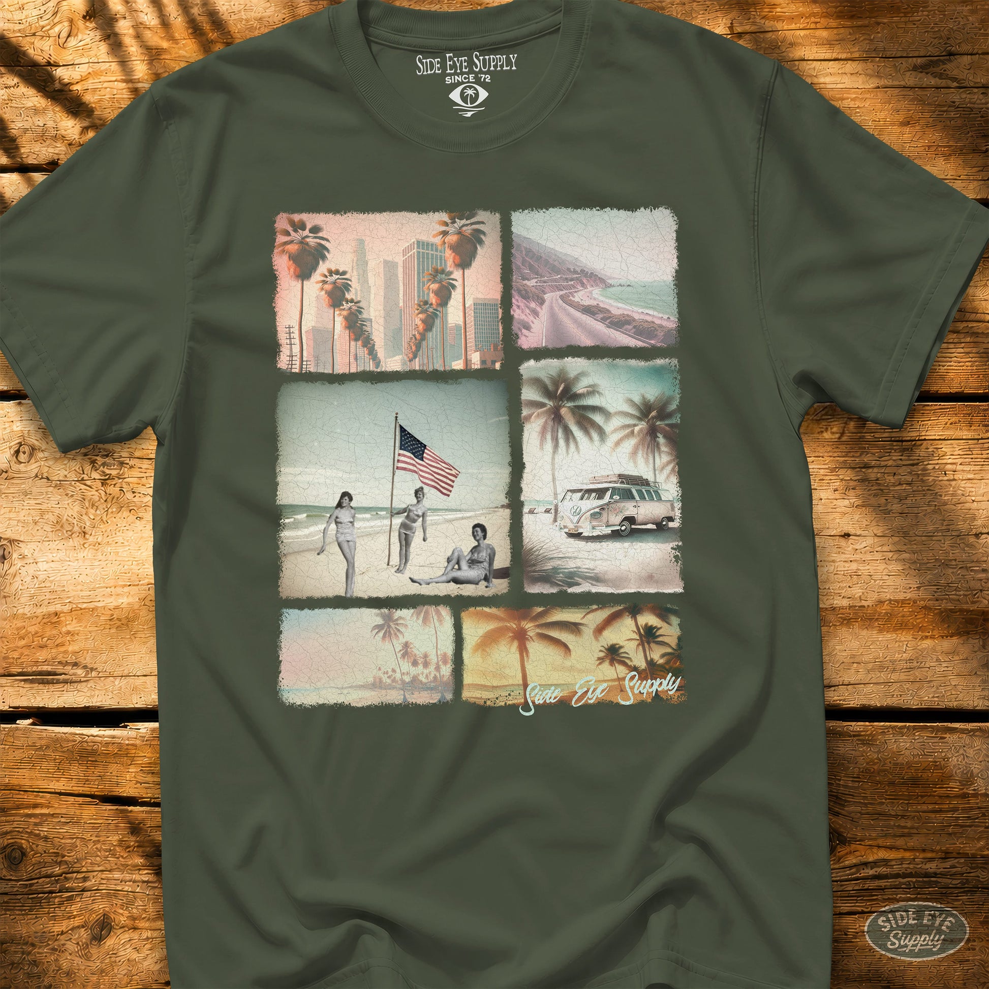 California Dreams Tee Military Green / S - by Side Eye Supply - Surf Beach Life Apparel