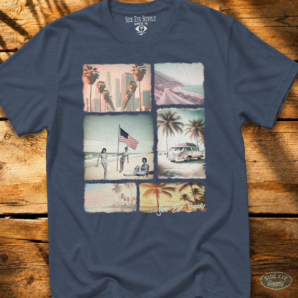 California Dreams Tee Heather Indigo / S - by Side Eye Supply - Surf Beach Life Apparel