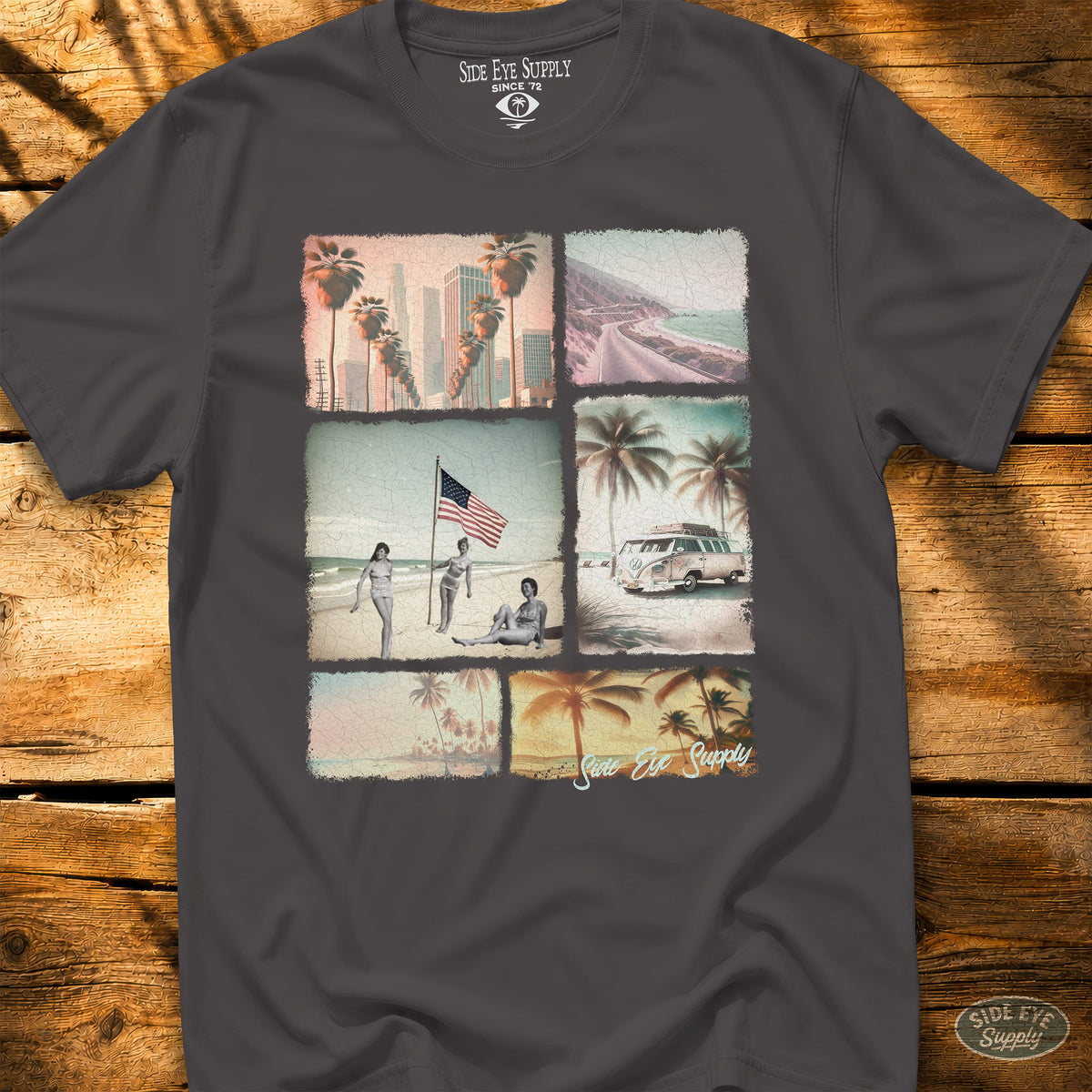 California Dreams Tee Charcoal / S - by Side Eye Supply - Surf Beach Life Apparel