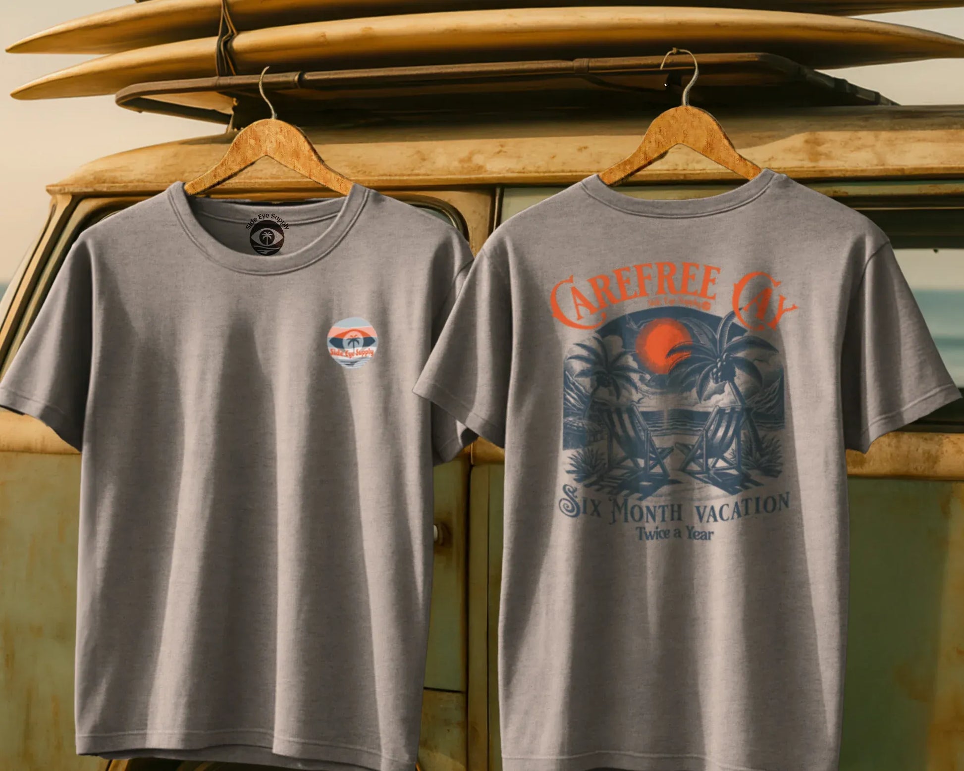 Carefree Cay Tee Sport Grey / S - by Side Eye Supply - Surf Beach Life Apparel