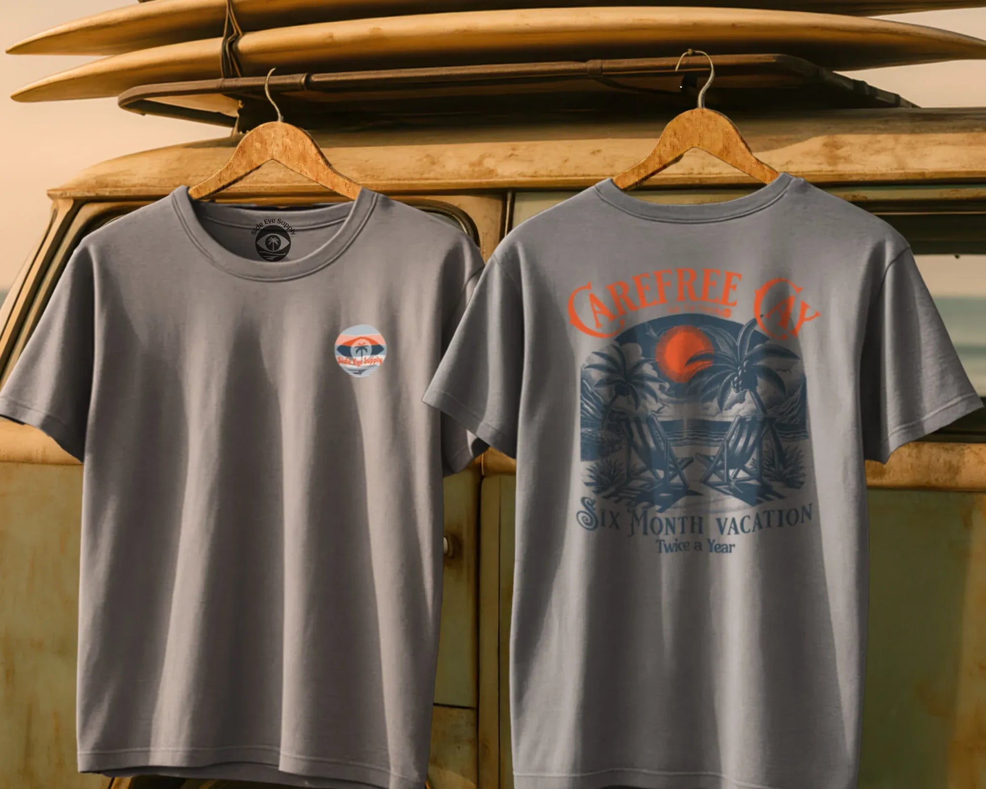 Carefree Cay Tee Ice Grey / S - by Side Eye Supply - Surf Beach Life Apparel