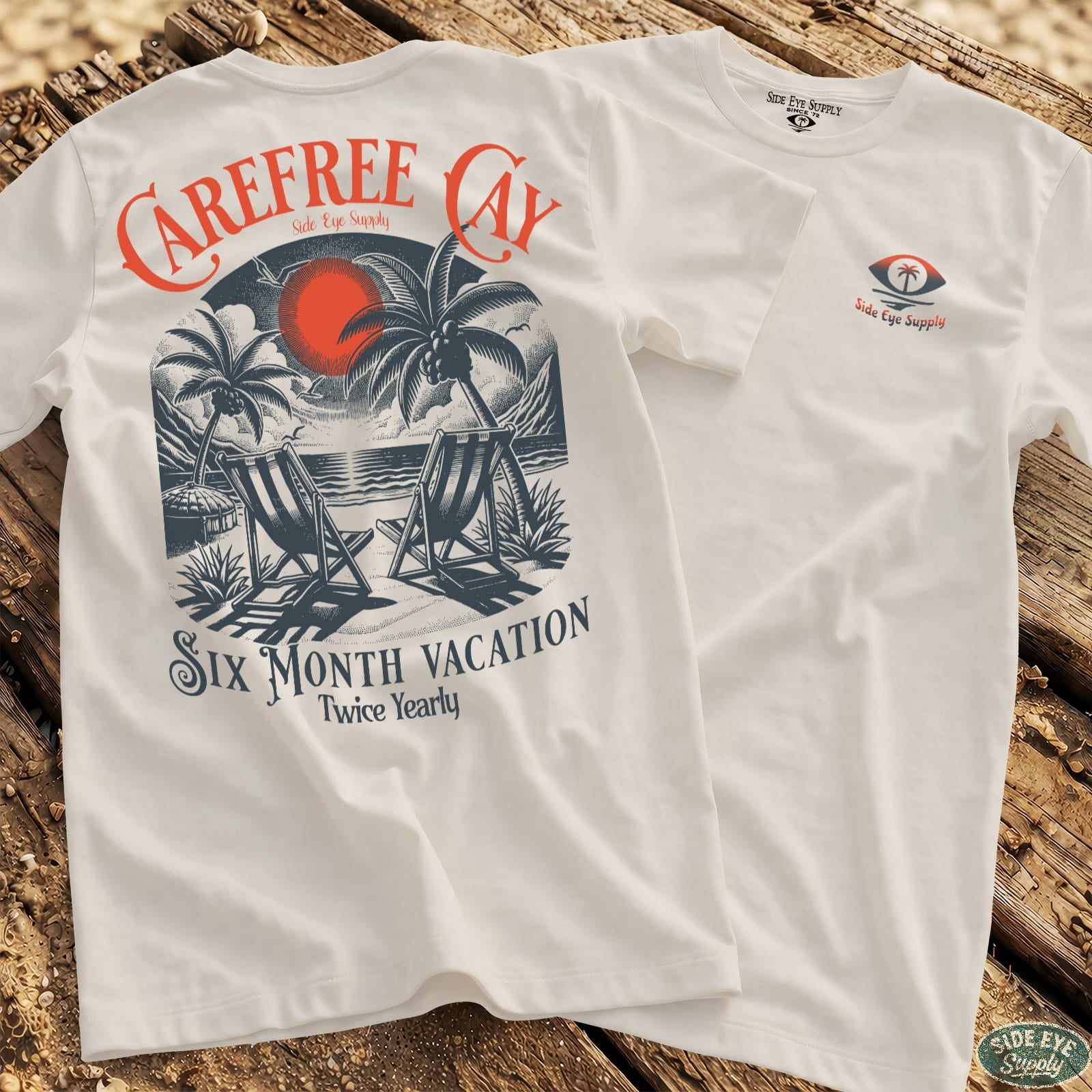 Carefree Cay Tee White / S - by Side Eye Supply - Surf Beach Life Apparel