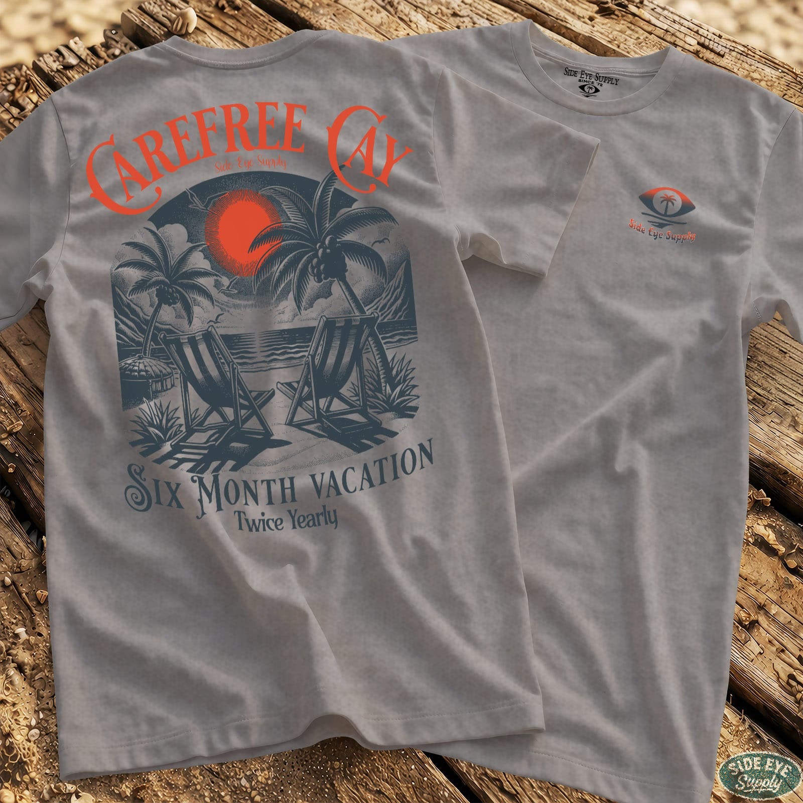 Carefree Cay Tee Sport Grey / S - by Side Eye Supply - Surf Beach Life Apparel