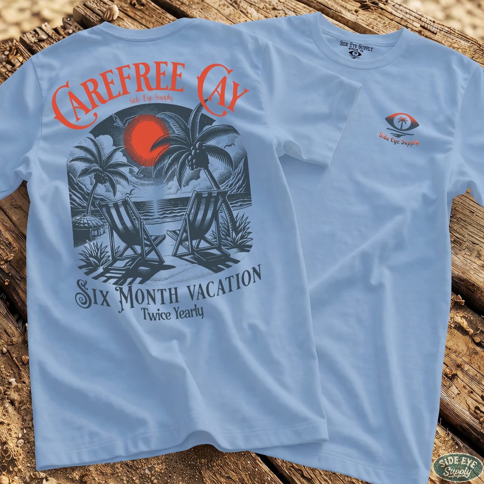 Carefree Cay Tee Light Blue / S - by Side Eye Supply - Surf Beach Life Apparel