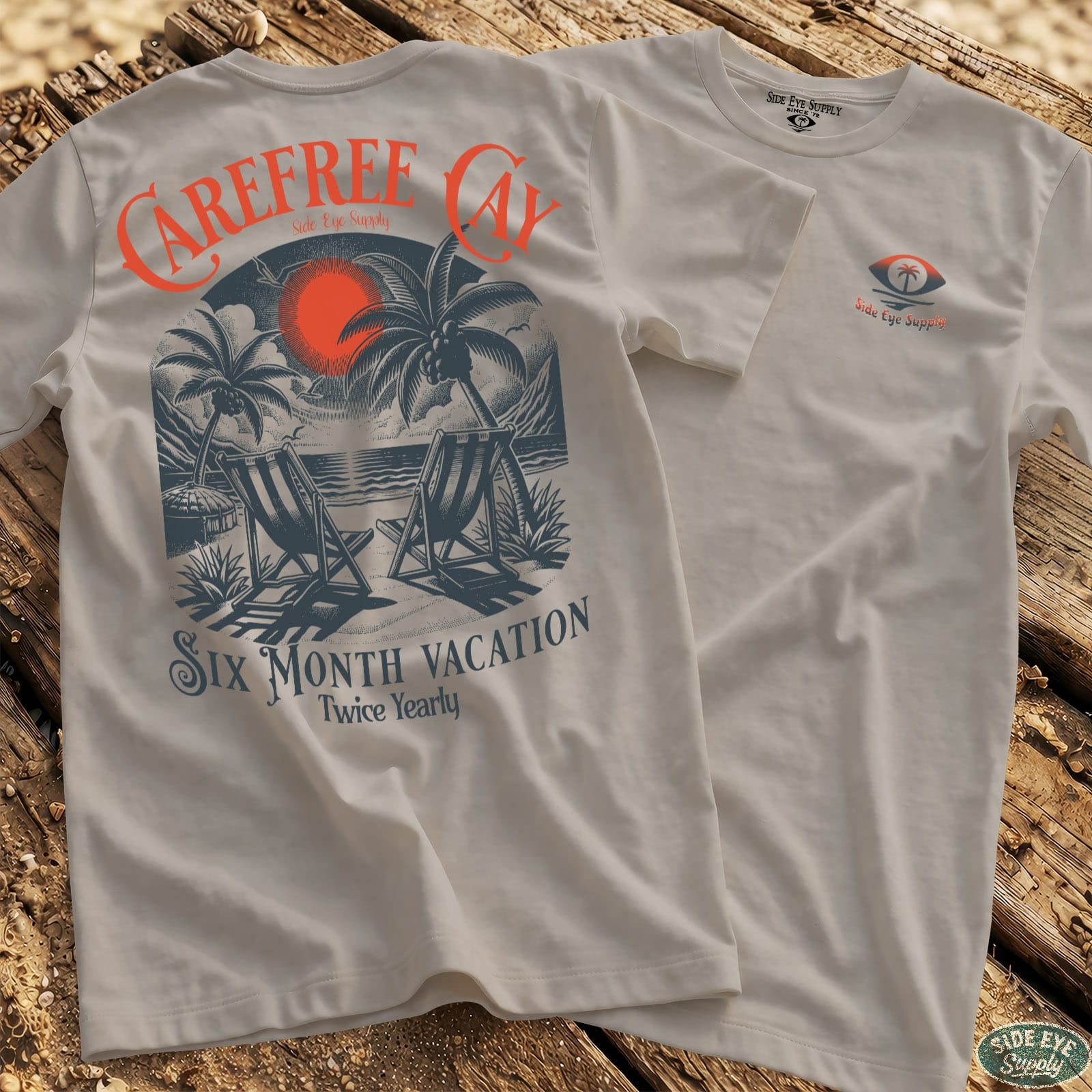 Carefree Cay Tee Ice Grey / S - by Side Eye Supply - Surf Beach Life Apparel