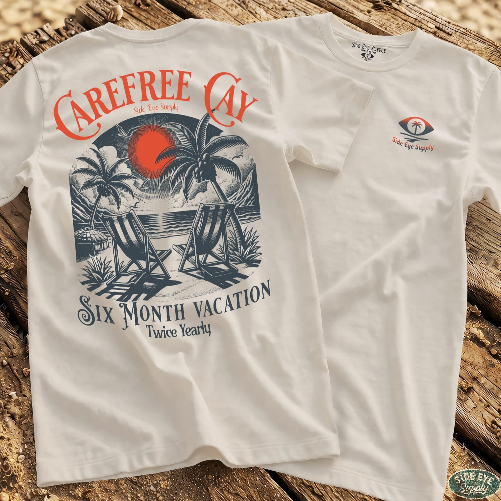 Carefree Cay Tee White / S - by Side Eye Supply - Surf Beach Life Apparel
