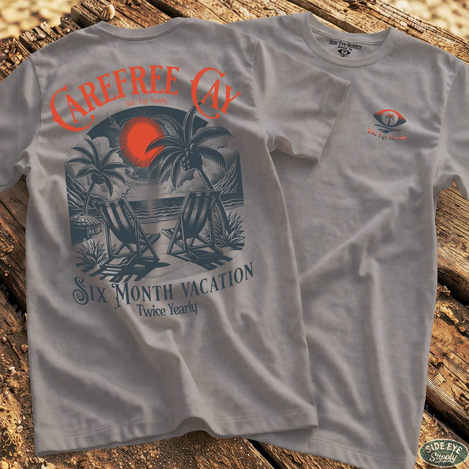 Carefree Cay Tee Sport Grey / S - by Side Eye Supply - Surf Beach Life Apparel