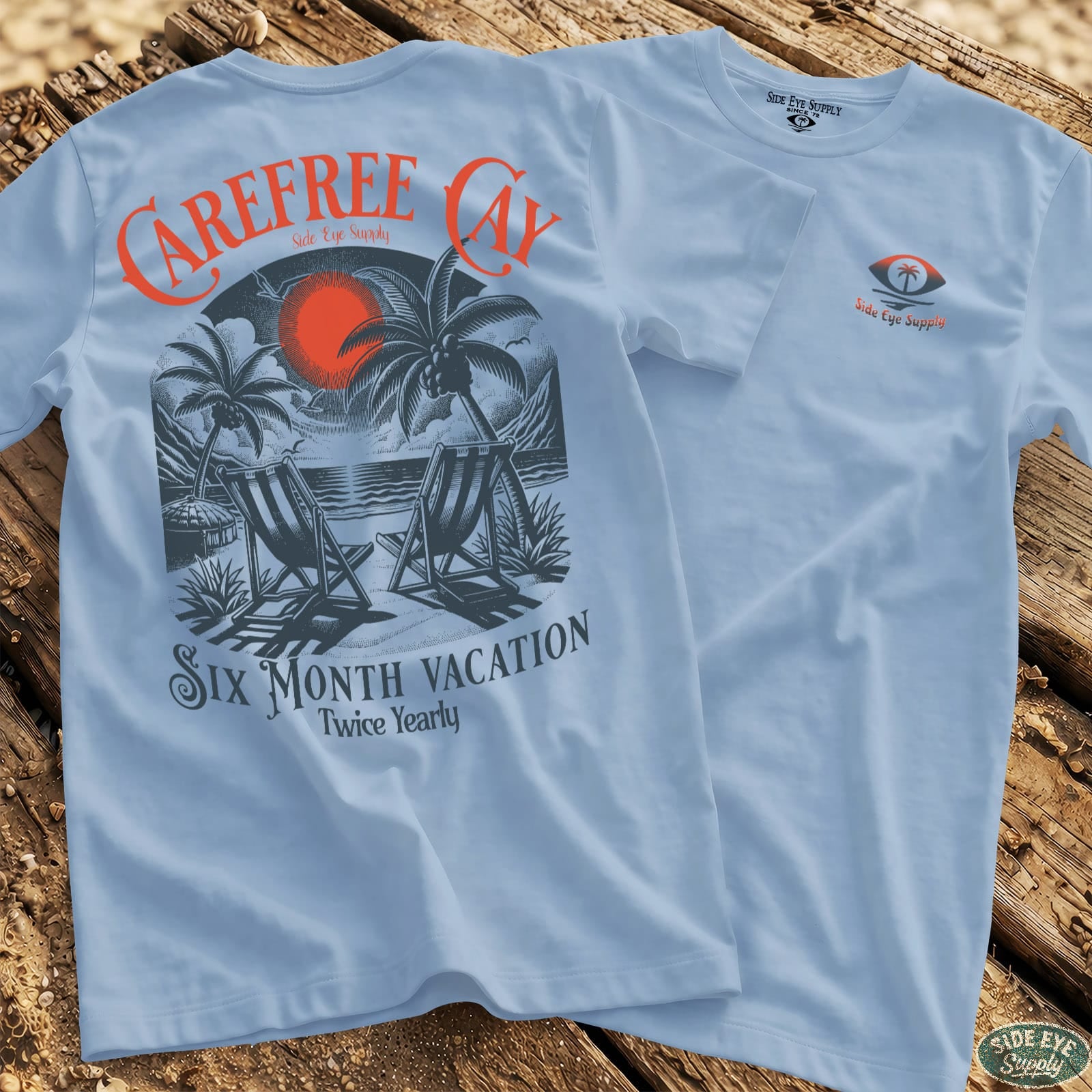 Carefree Cay Tee Light Blue / S - by Side Eye Supply - Surf Beach Life Apparel