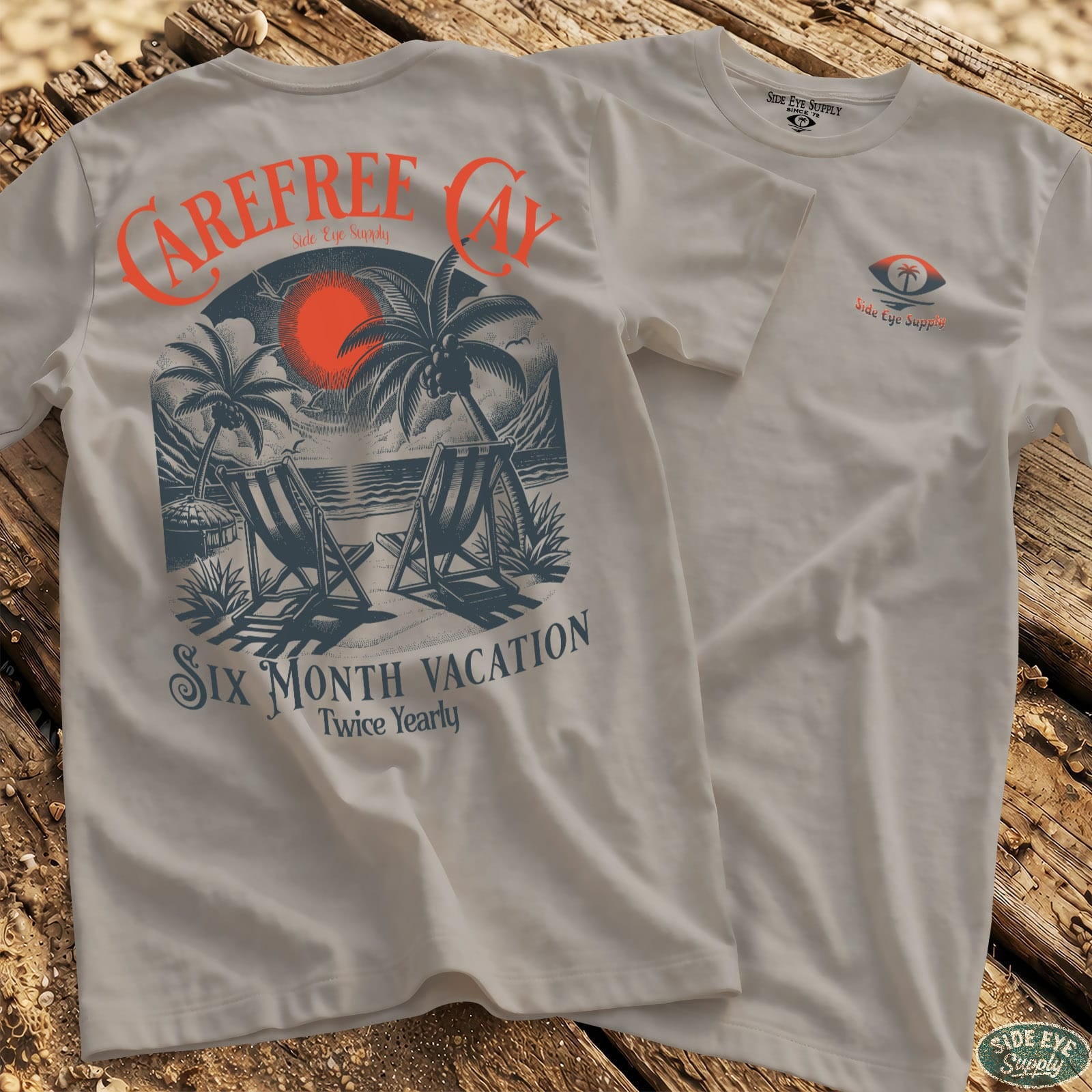 Carefree Cay Tee Ice Grey / S - by Side Eye Supply - Surf Beach Life Apparel