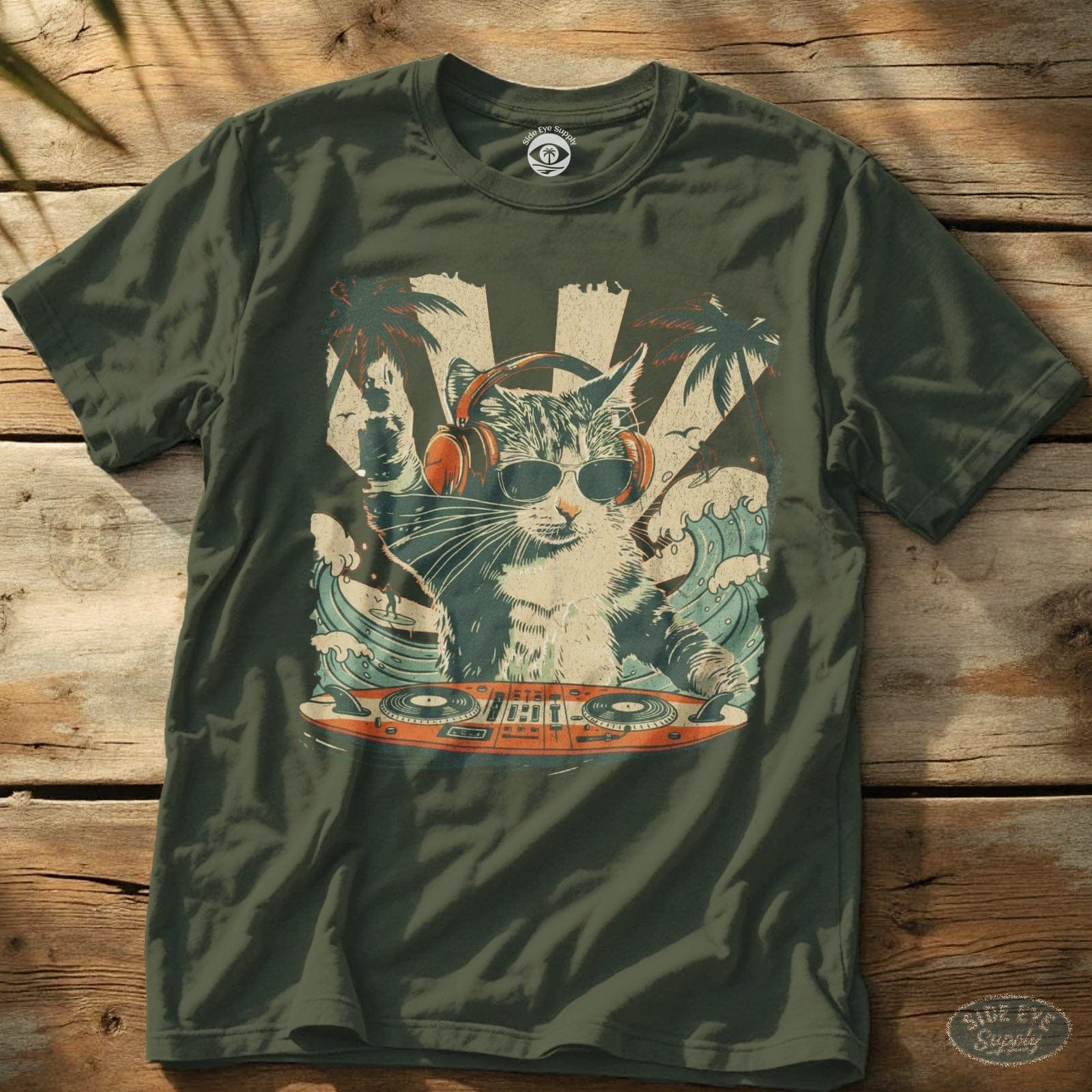 Cat Scratch Tee Military Green / S - by Side Eye Supply - Surf Beach Life Apparel