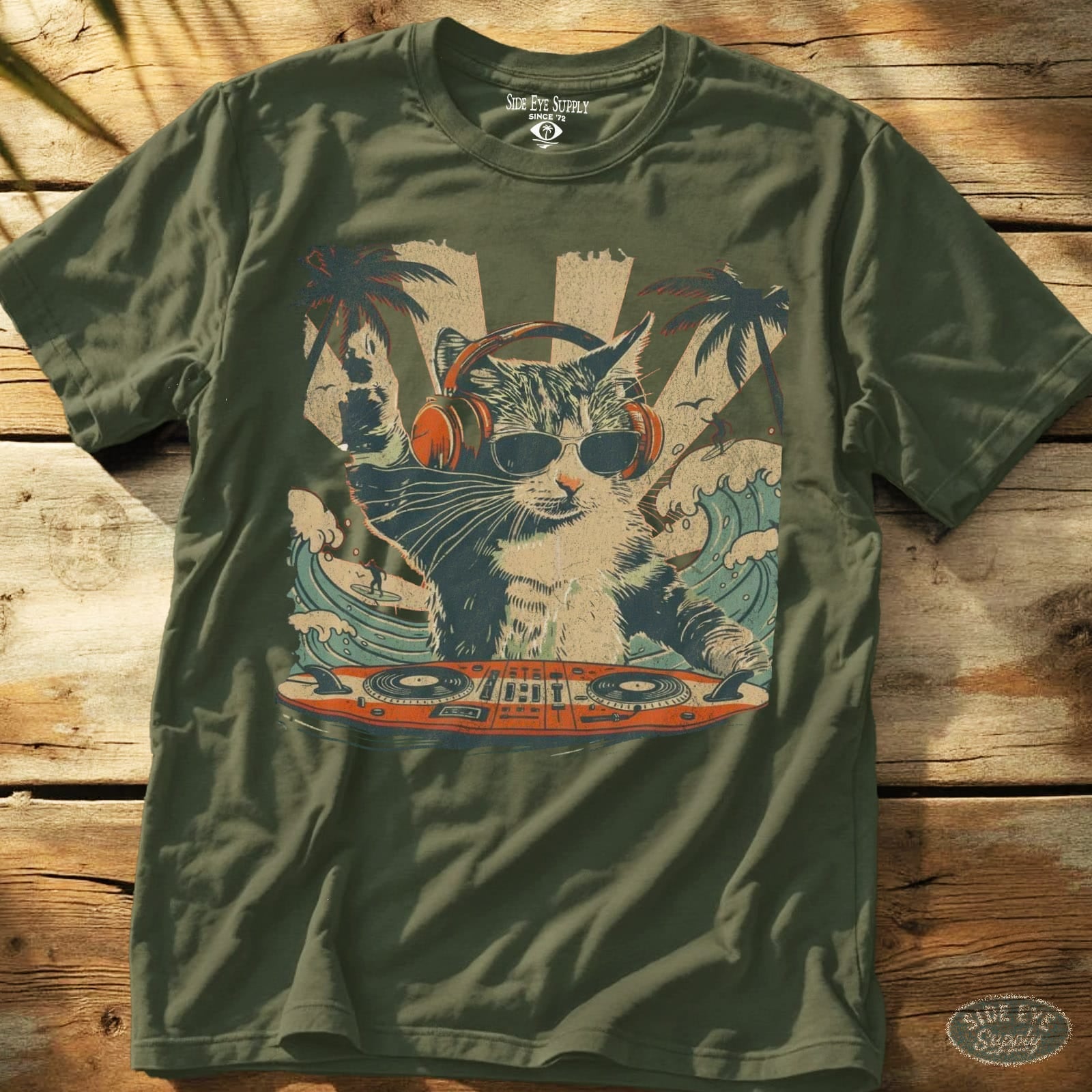 Cat Scratch Tee Military Green / S - by Side Eye Supply - Surf Beach Life Apparel