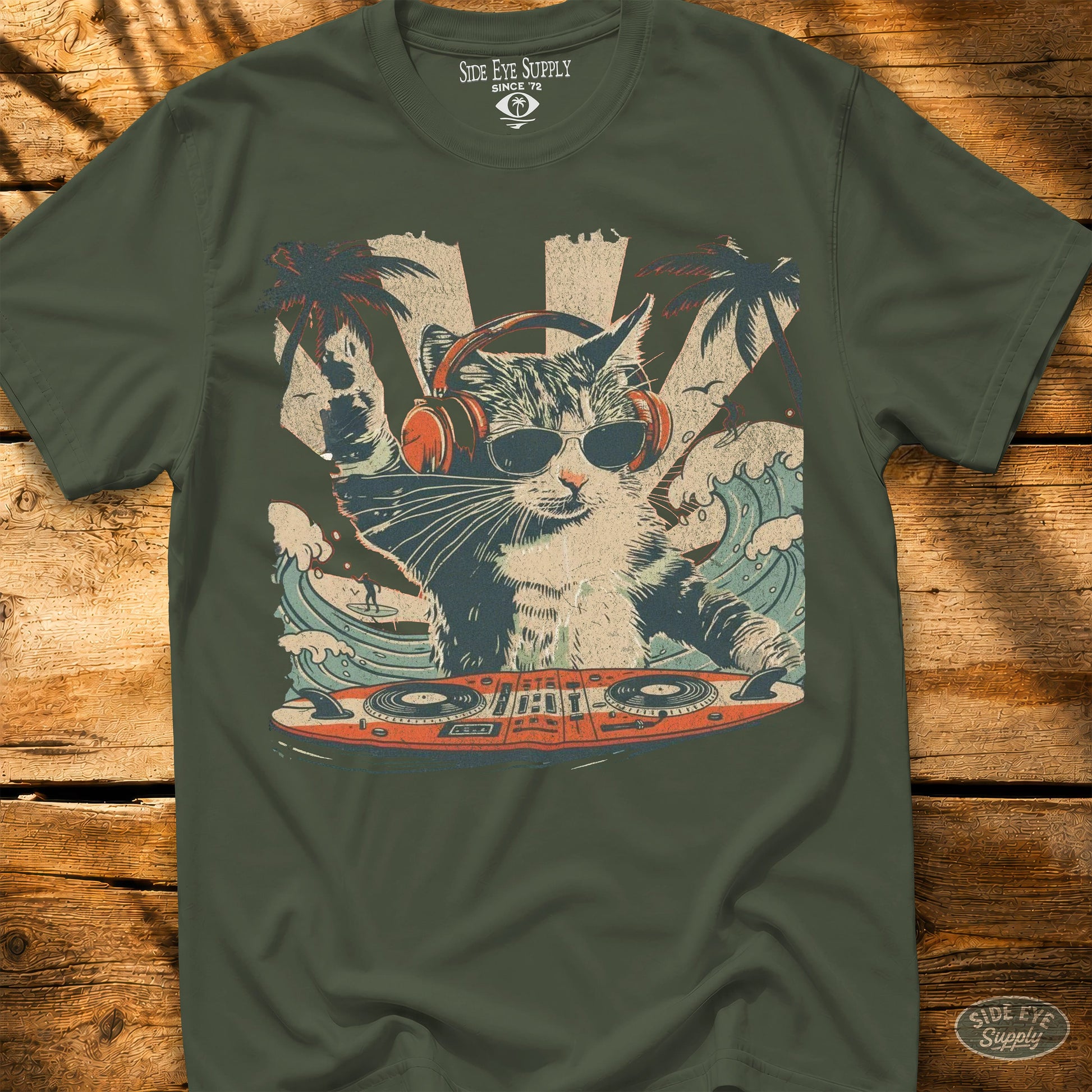 Cat Scratch Tee Military Green / S - by Side Eye Supply - Surf Beach Life Apparel
