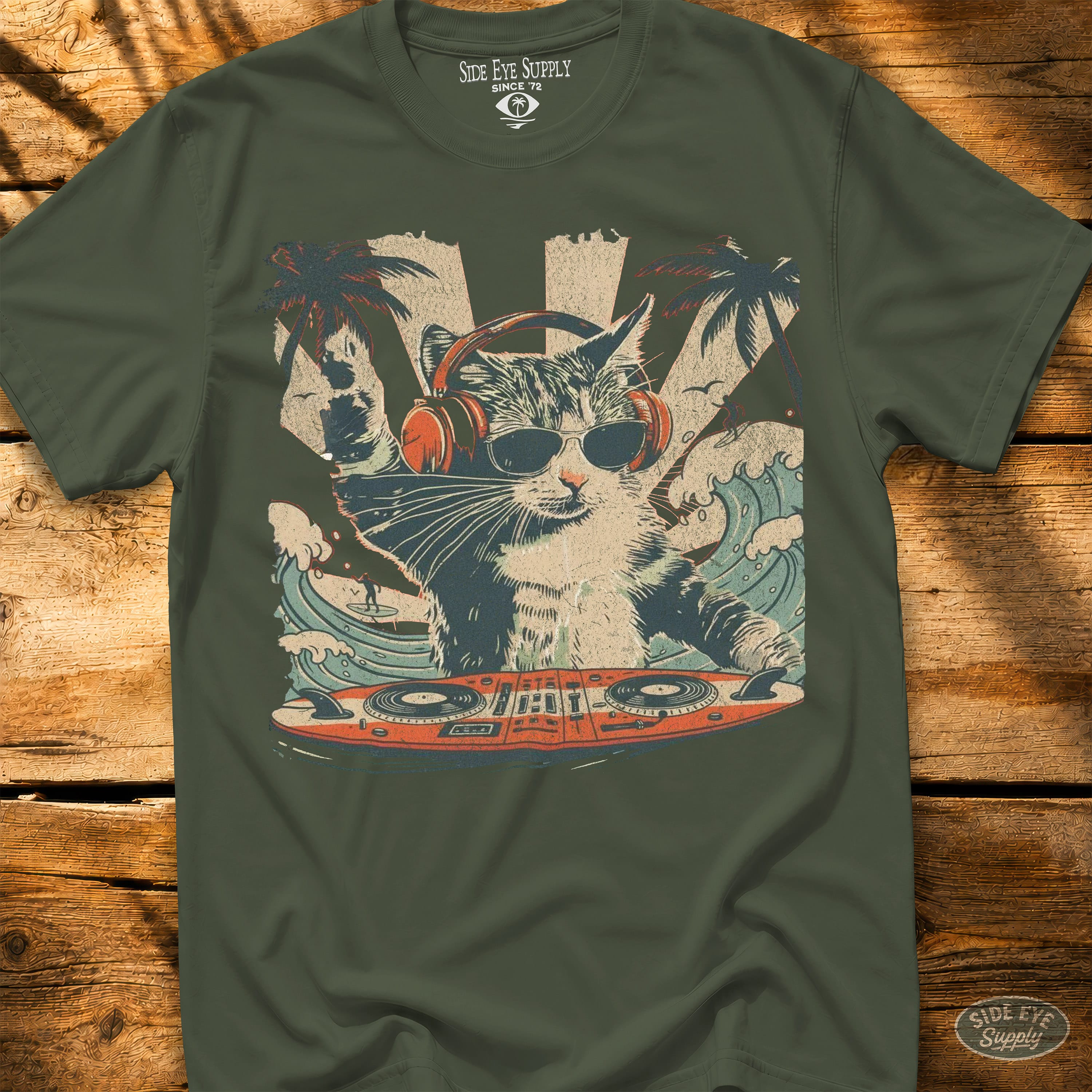 Cat Scratch Tee Military Green / S - by Side Eye Supply - Surf Beach Life Apparel