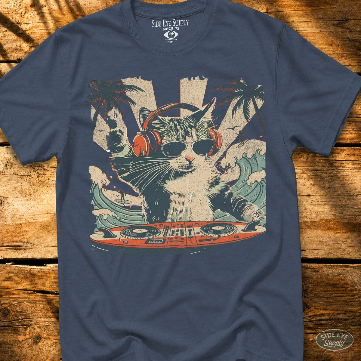 Cat Scratch Tee Heather Indigo / S - by Side Eye Supply - Surf Beach Life Apparel