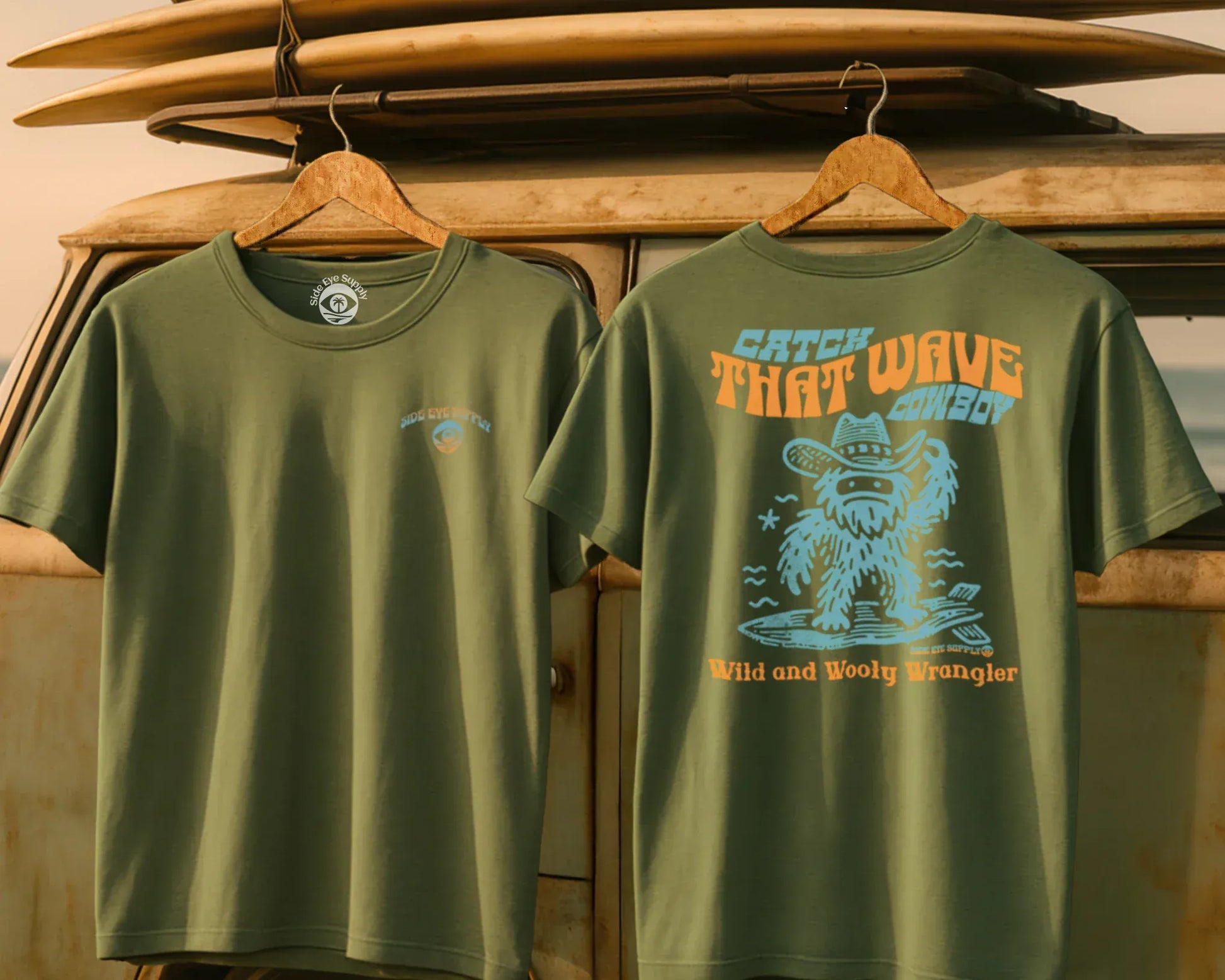 Catch That Wave Tee Military Green / S - by Side Eye Supply - Surf Beach Life Apparel