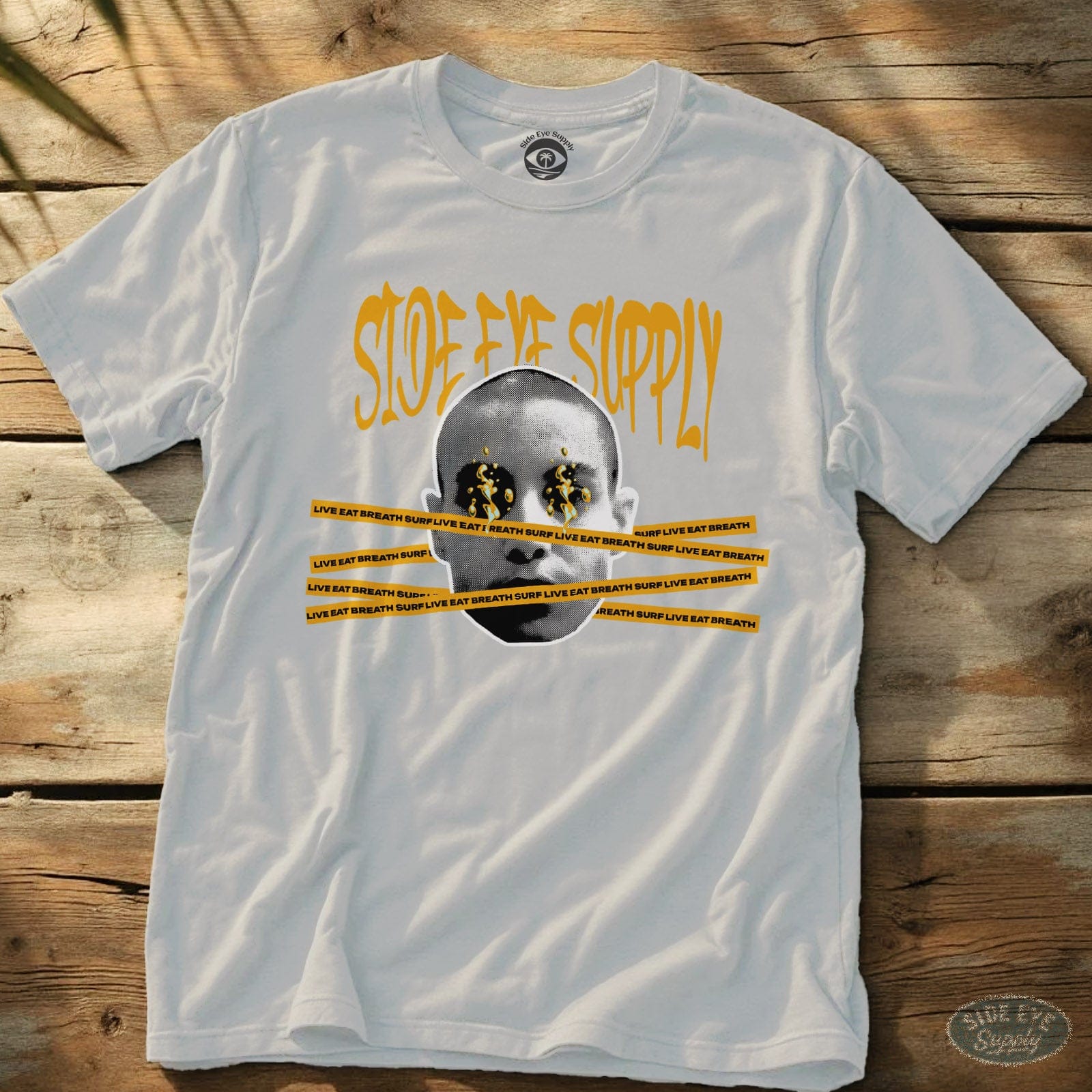 Caution Tape Tee White / S - by Side Eye Supply - Surf Beach Life Apparel