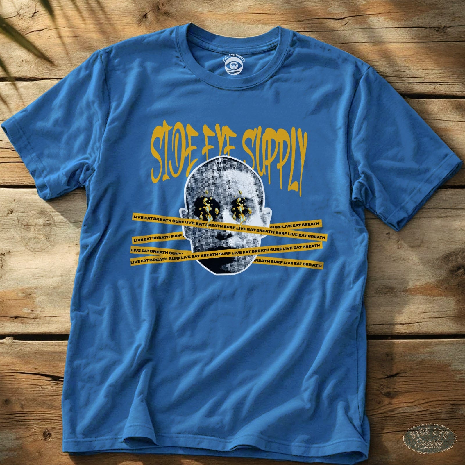 Caution Tape Tee Royal / S - by Side Eye Supply - Surf Beach Life Apparel