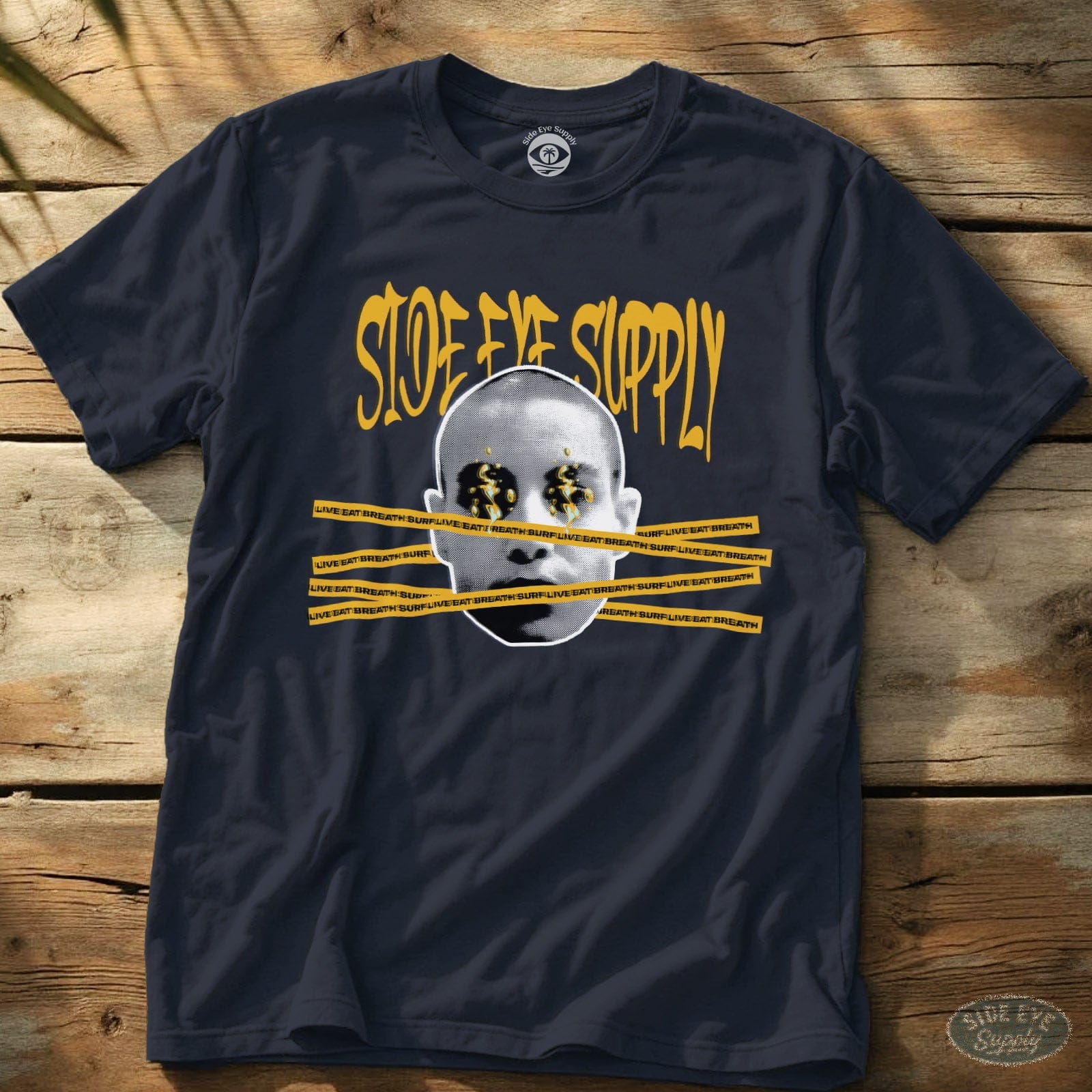 Caution Tape Tee Navy / S - by Side Eye Supply - Surf Beach Life Apparel