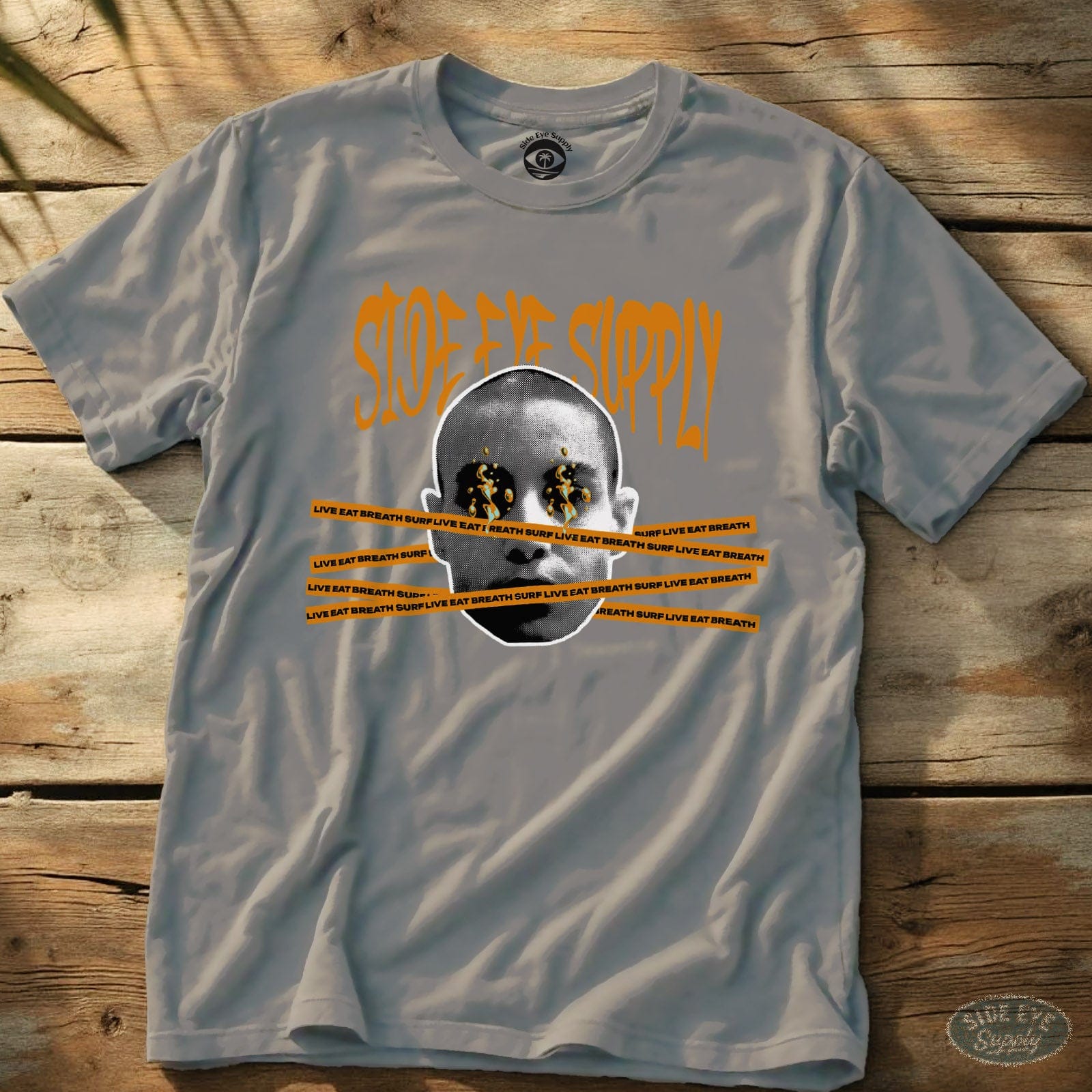 Caution Tape Tee Ice Grey / S - by Side Eye Supply - Surf Beach Life Apparel