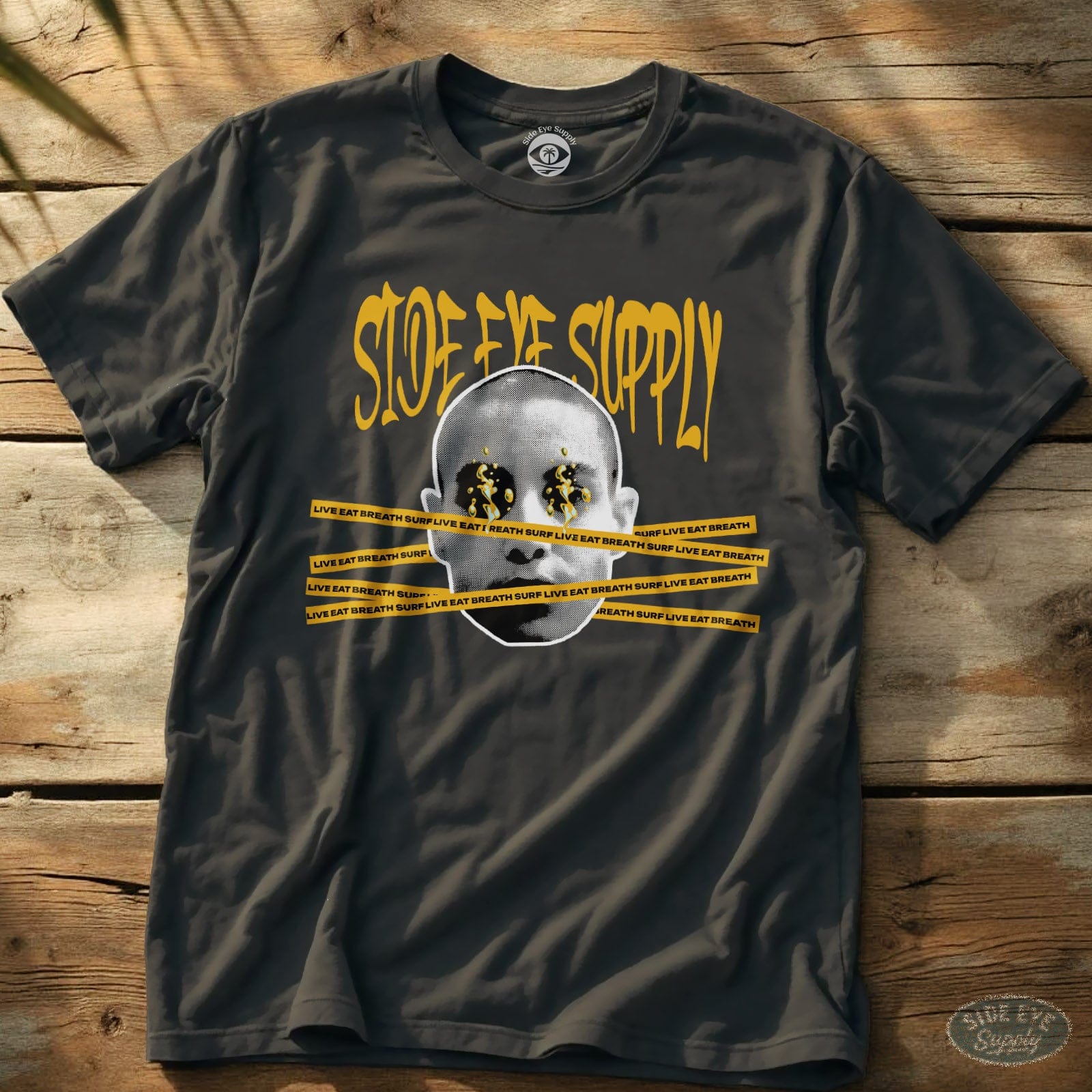 Caution Tape Tee Charcoal / S - by Side Eye Supply - Surf Beach Life Apparel