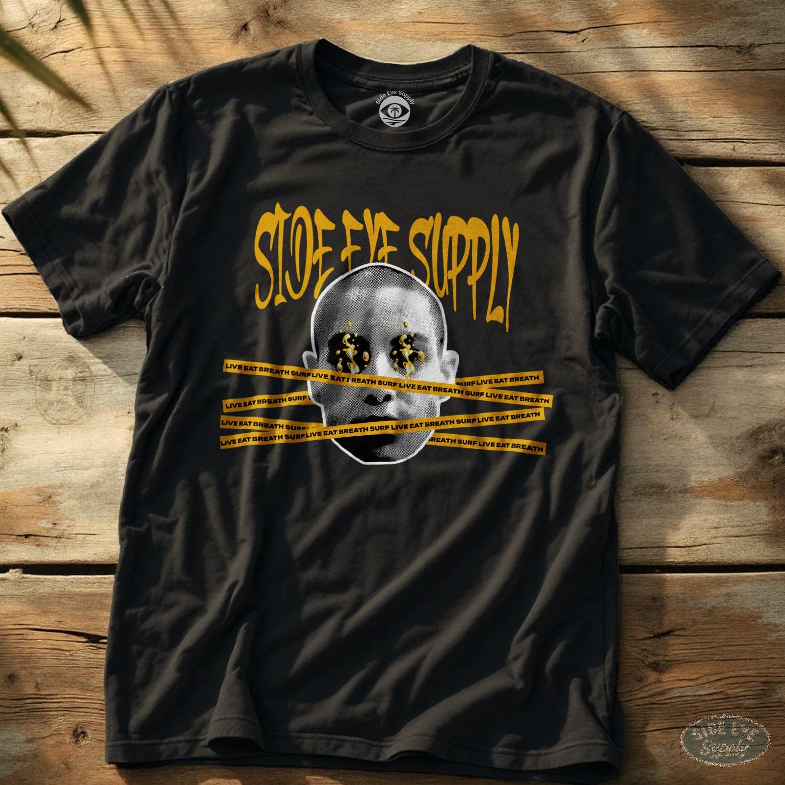 Caution Tape Tee Black / S - by Side Eye Supply - Surf Beach Life Apparel