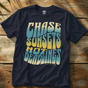 Chase Sunsets Not Deadlines Tee Navy / S - by Side Eye Supply - Surf Beach Life Apparel