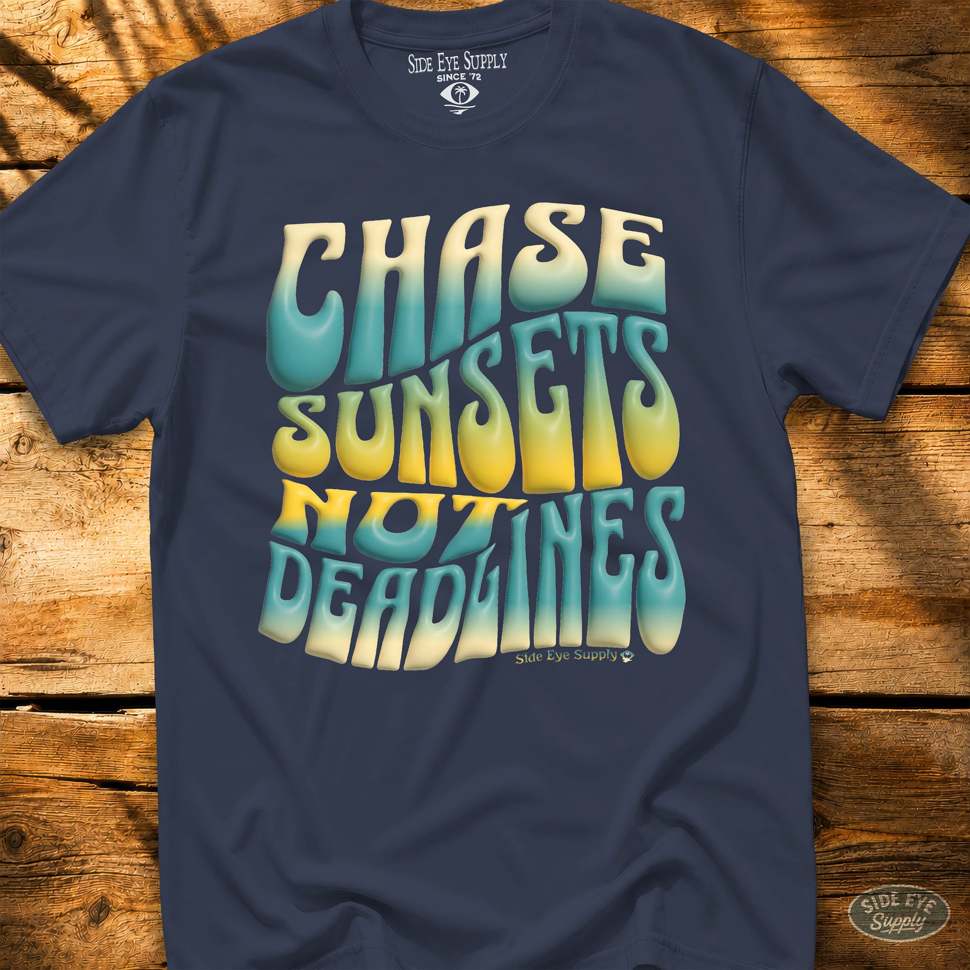 Chase Sunsets Tee Navy / S - by Side Eye Supply - Surf Beach Life Apparel