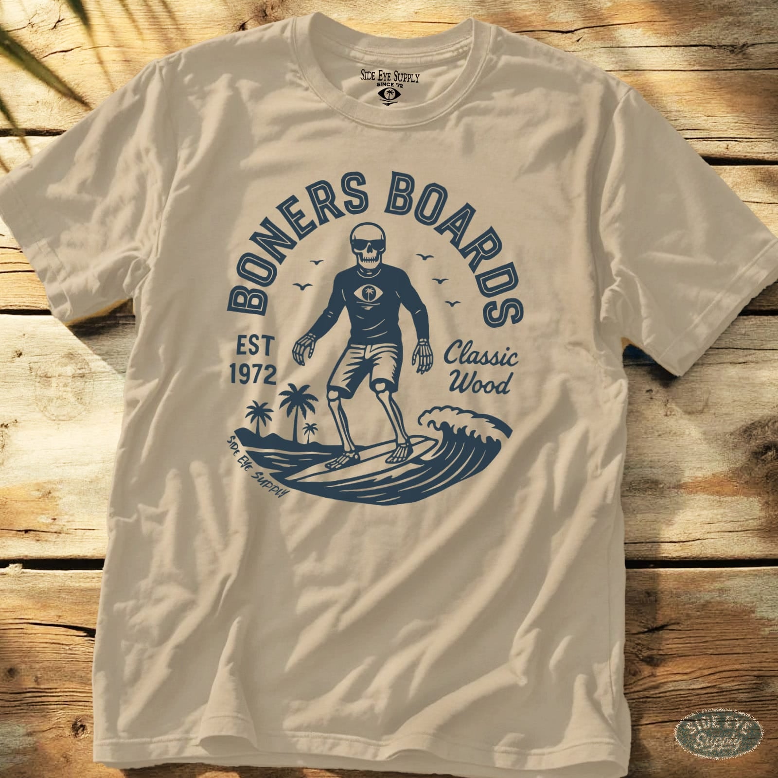 Classic Wood Tee Sand / S - by Side Eye Supply - Surf Beach Life Apparel