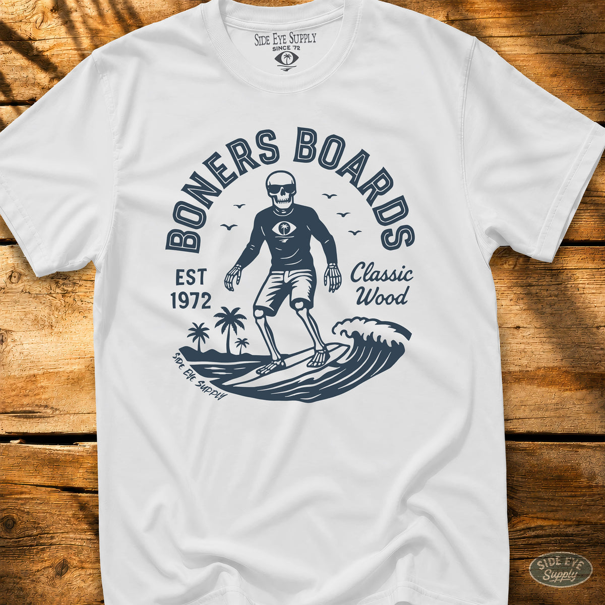 Classic Wood Tee White / S - by Side Eye Supply - Surf Beach Life Apparel