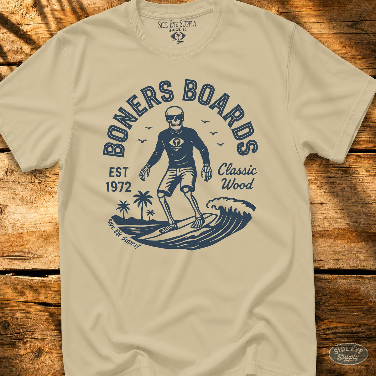Classic Wood Tee Sand / S - by Side Eye Supply - Surf Beach Life Apparel