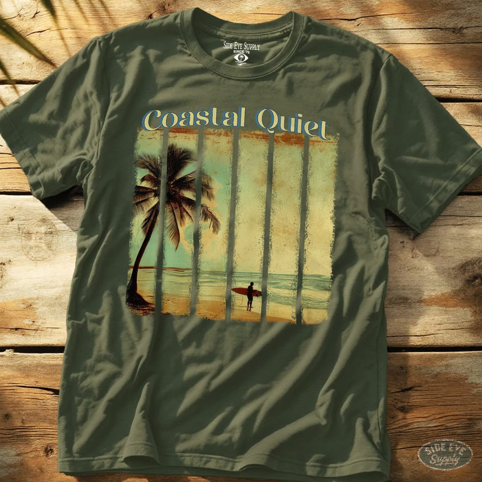 Coastal Quiet Tee Military Green / S - by Side Eye Supply - Surf Beach Life Apparel