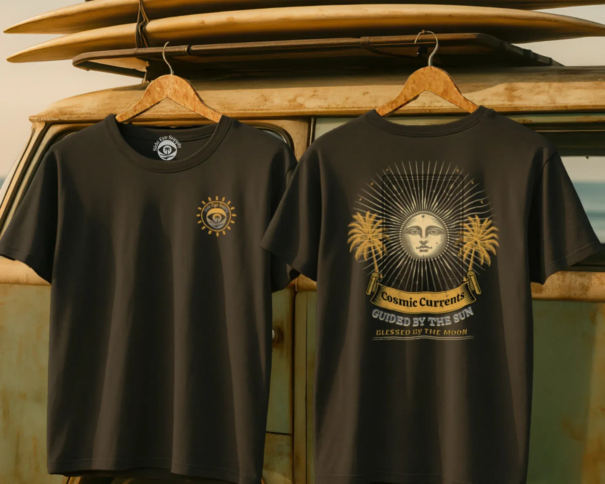 Cosmic Currents Tee Charcoal / S - by Side Eye Supply - Surf Beach Life Apparel