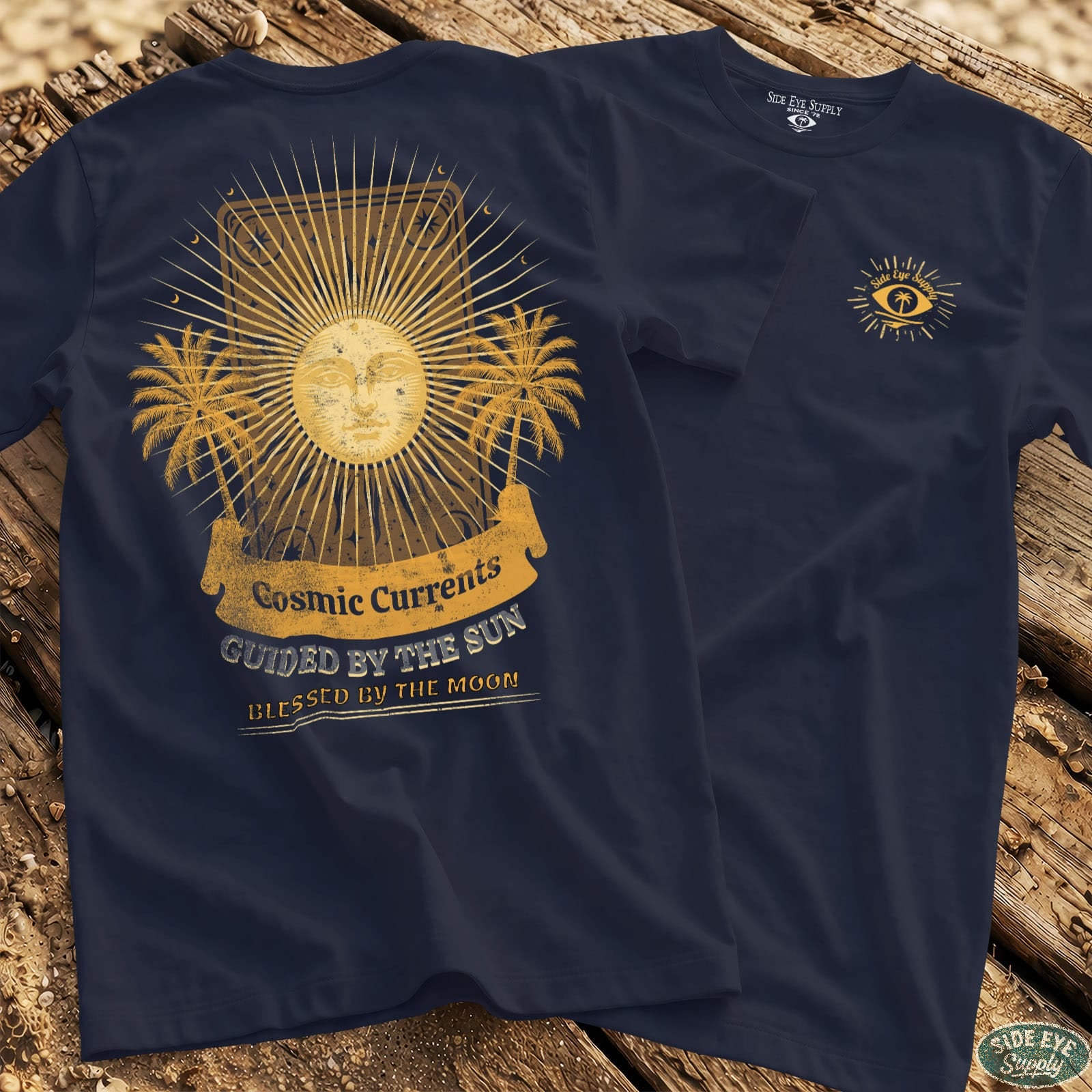 Cosmic Currents Tee Navy / S - by Side Eye Supply - Surf Beach Life Apparel