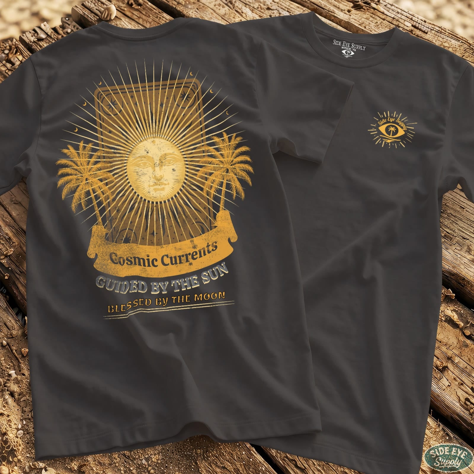 Cosmic Currents Tee Charcoal / S - by Side Eye Supply - Surf Beach Life Apparel