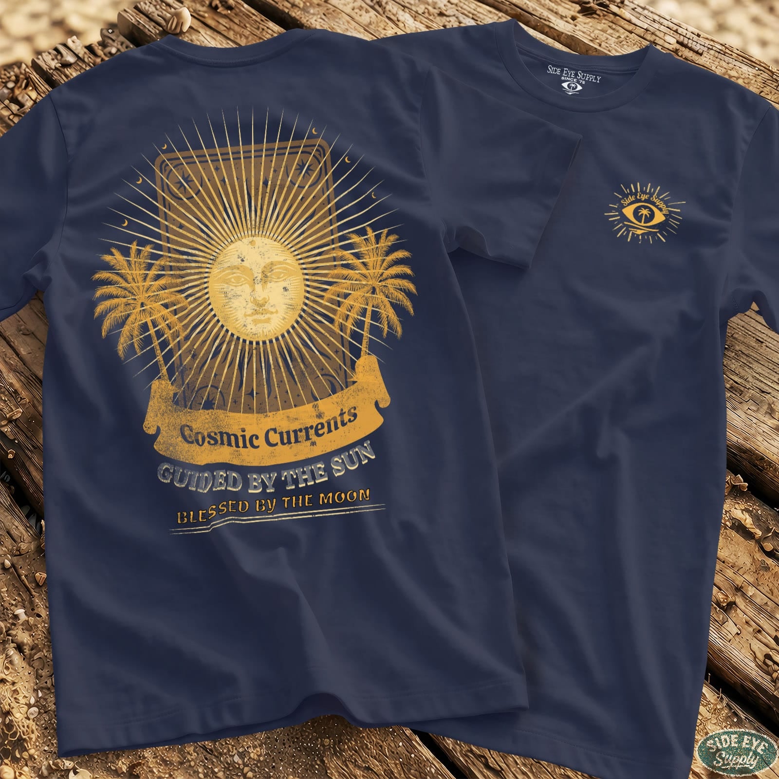 Cosmic Currents Tee Navy / S - by Side Eye Supply - Surf Beach Life Apparel