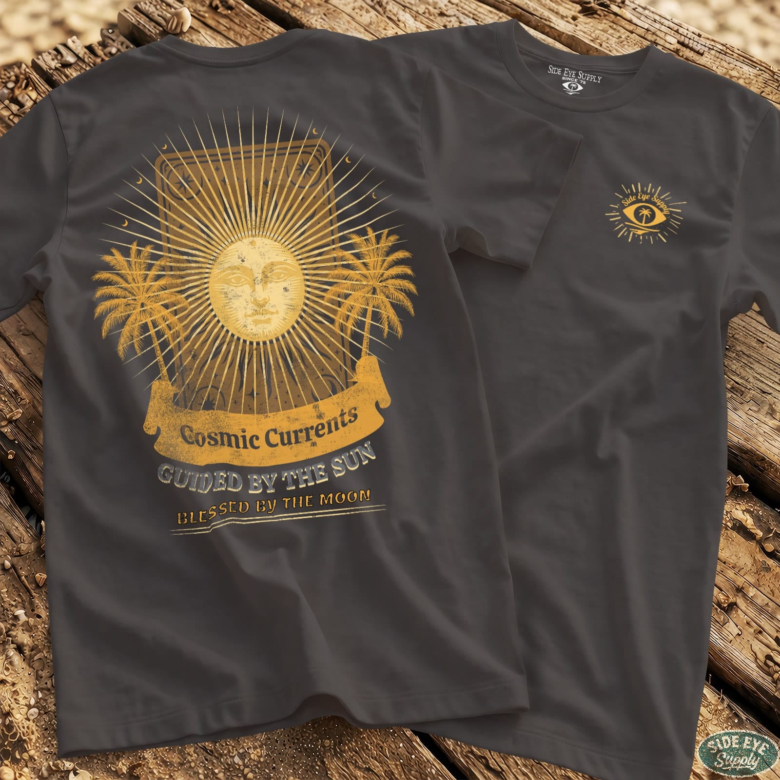 Cosmic Currents Tee Charcoal / S - by Side Eye Supply - Surf Beach Life Apparel