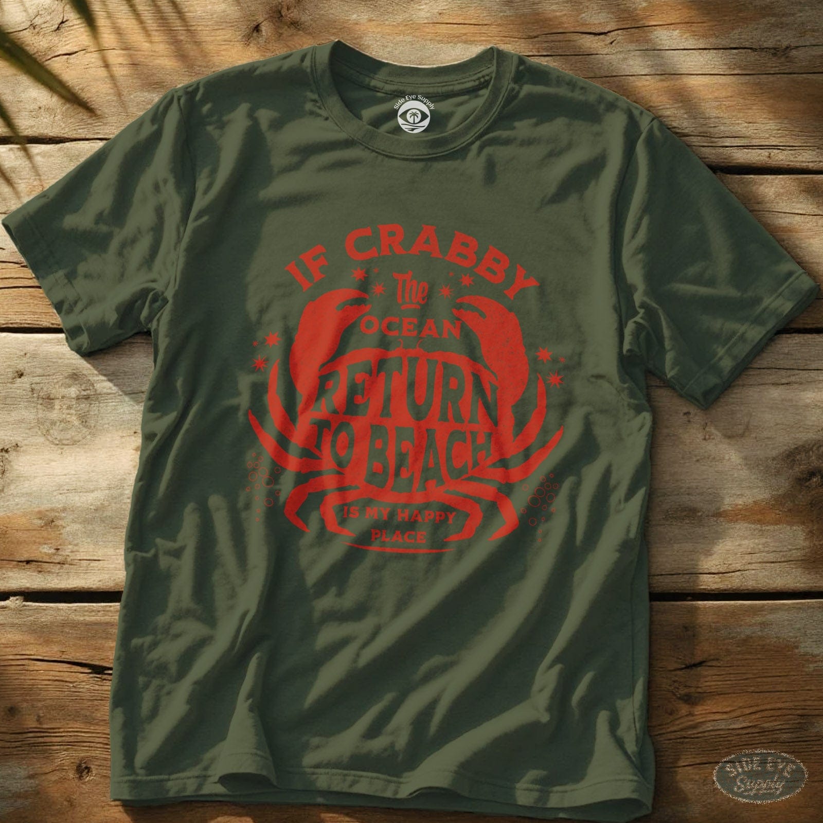 Crabby Tee Military Green / S - by Side Eye Supply - Surf Beach Life Apparel