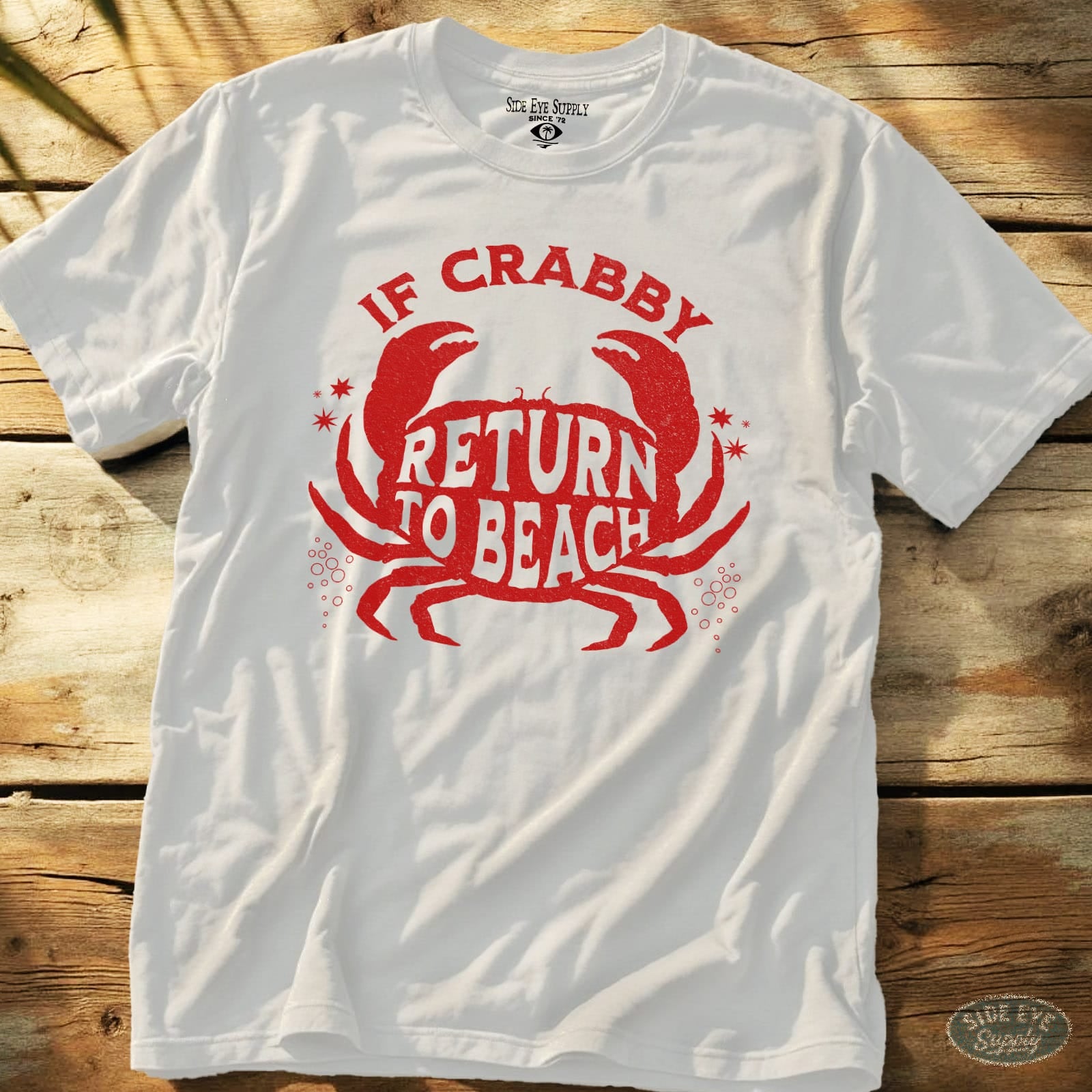 Crabby Tee White / S - by Side Eye Supply - Surf Beach Life Apparel